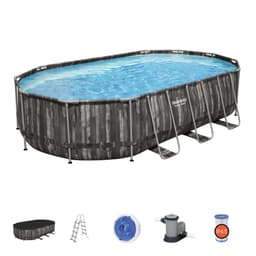 Piscine fuori terra Set piscina da 610x366x122 cm effetto legno scuro Bestway 1