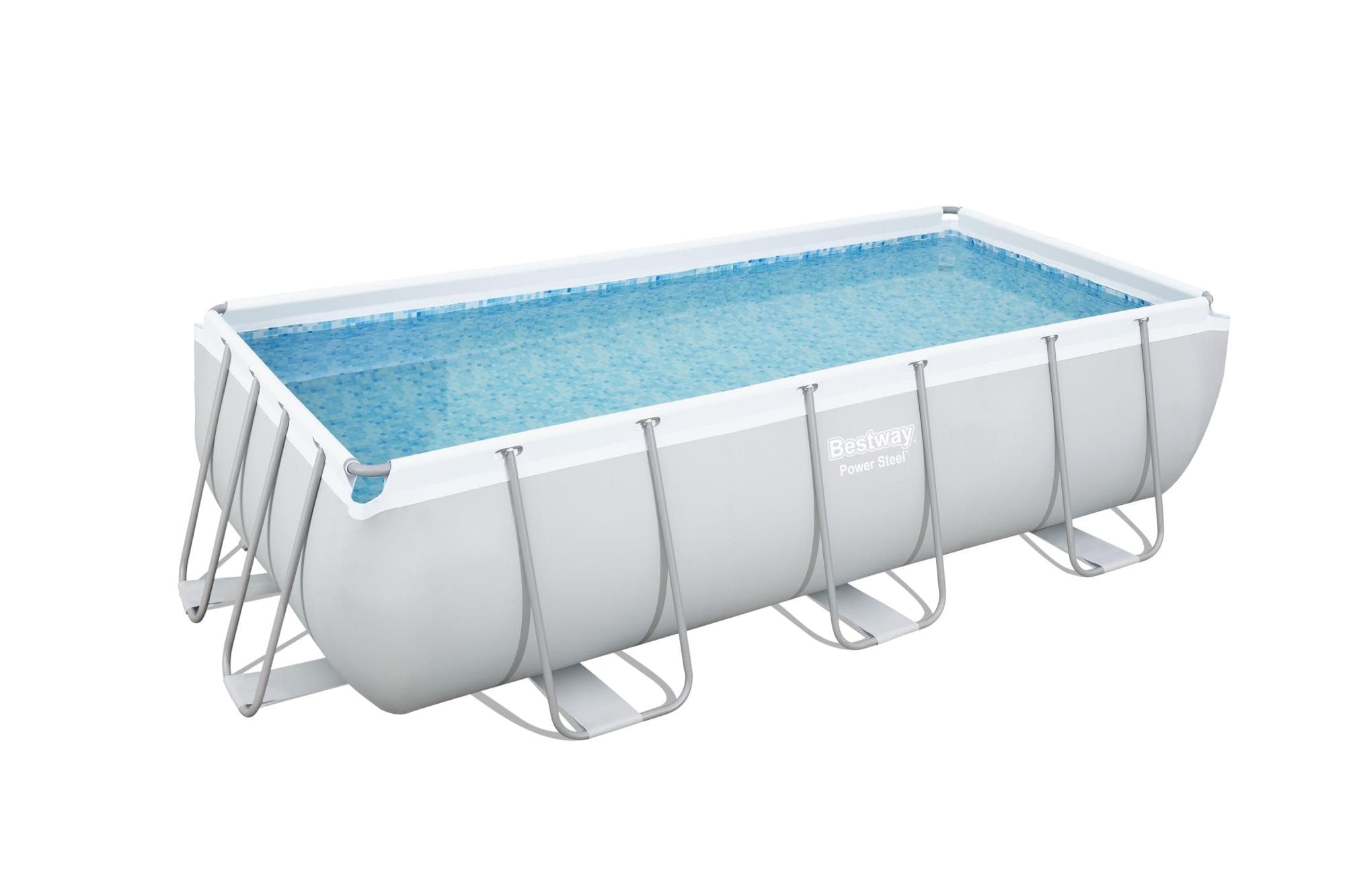 Piscine fuori terra Piscina base struttura e liner rettangolare Power Steel  da 404x201x100 cm grigio chiaro Bestway 1