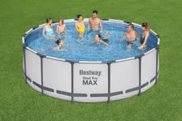 Piscine fuori terra Piscina base struttura e liner rotonda Steel Pro MAX da 427x122 cm grigio chiaro Bestway 2