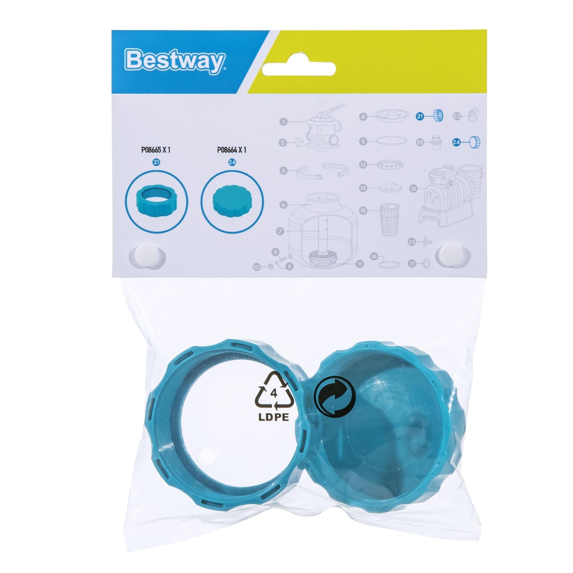 Ricambi pompe filtro Kit dado di adattamento filtro a sabbia e tappo di uscita scarico Bestway 1