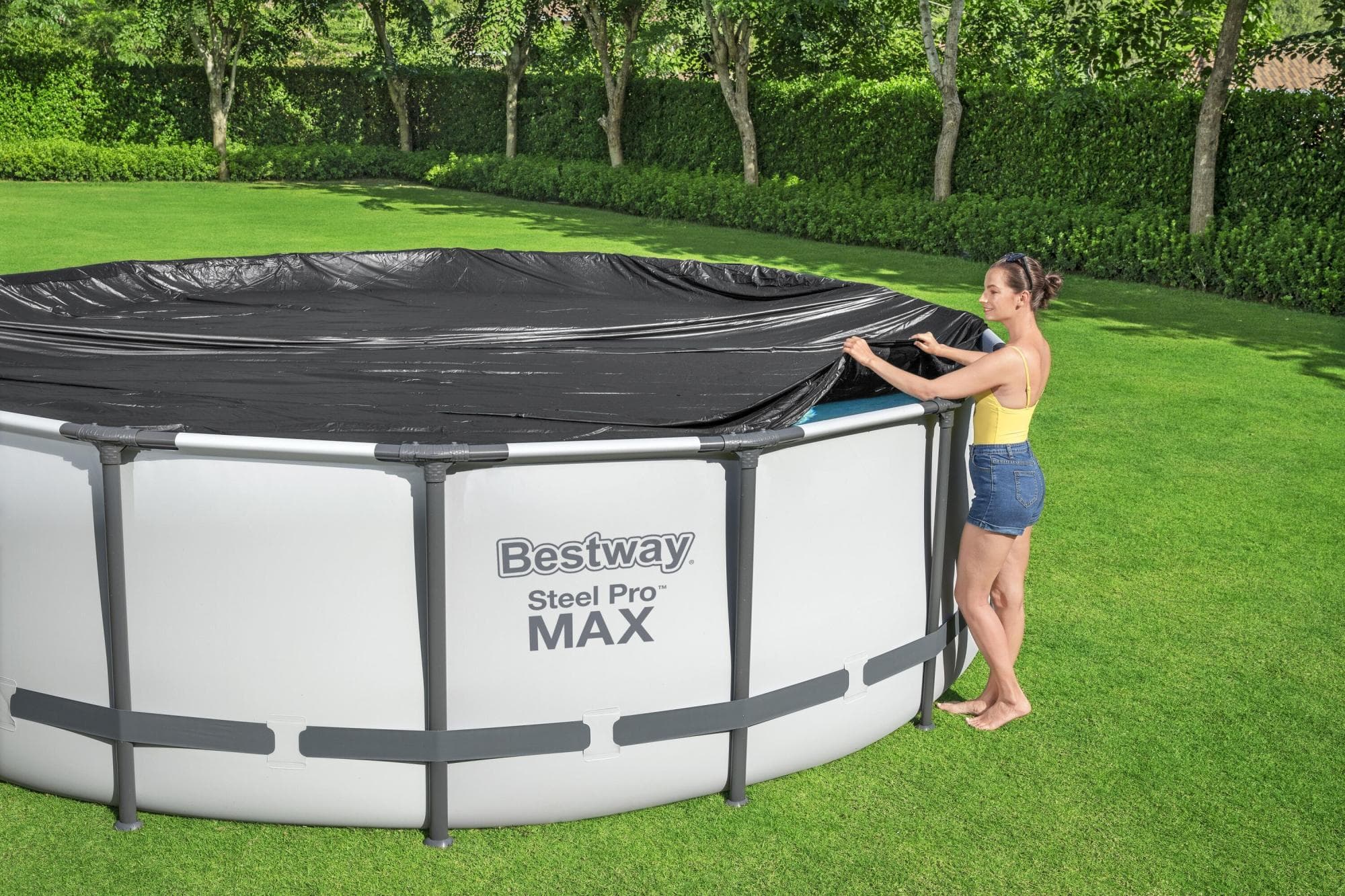 Coperture e Tappetini Copertura rotonda per piscina da 488 e 449 cm Bestway 5