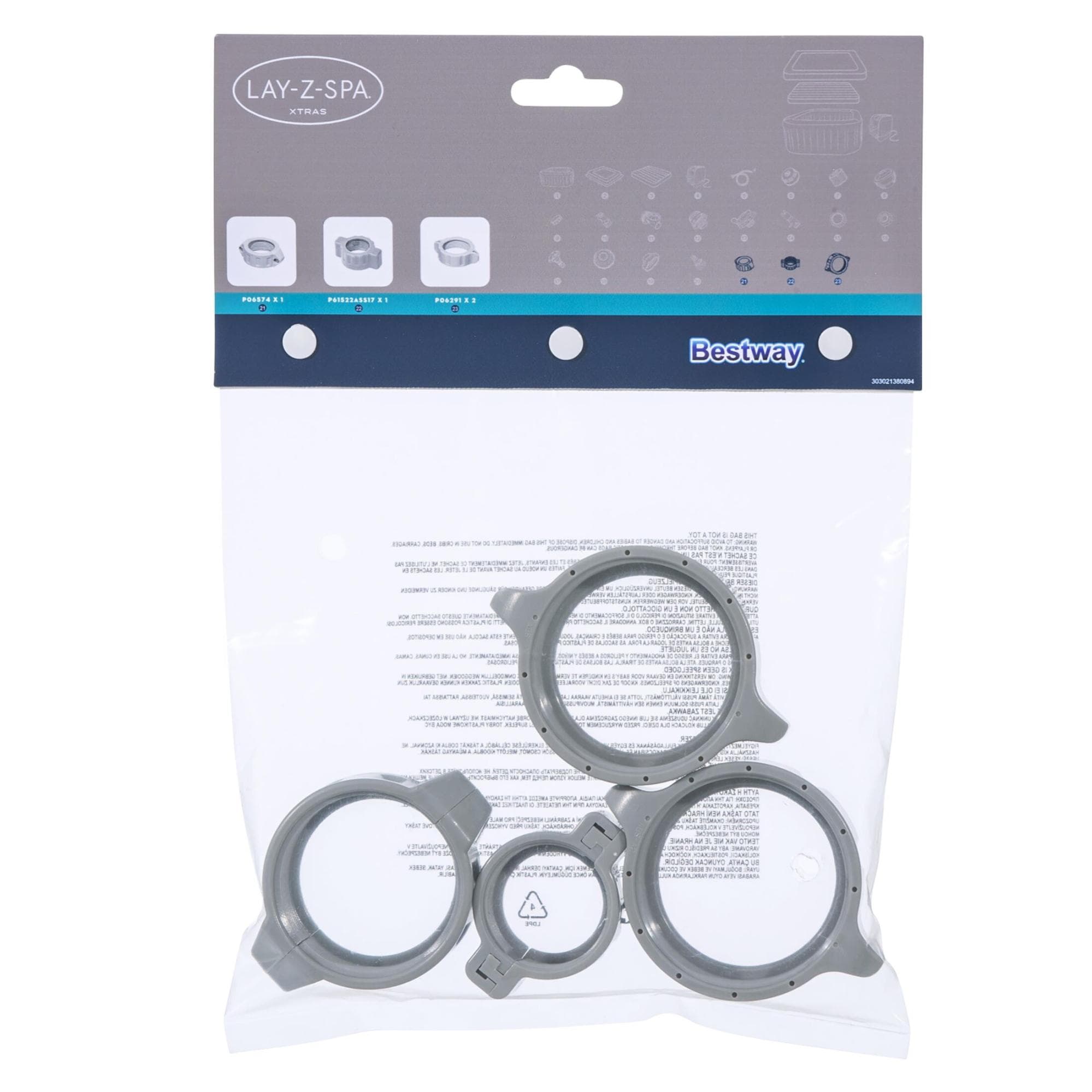 Ricambi idromassaggi Kit ghiere + guarnizioni valvola ingresso e uscita Lay-Z-Spa Bestway 1