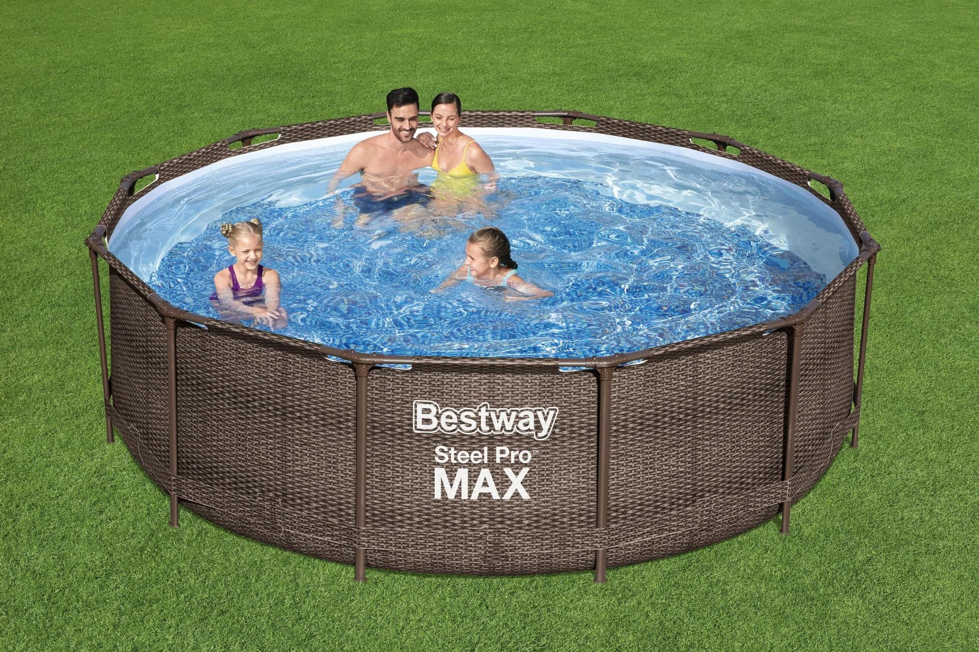 Piscine fuori terra Piscina base struttura e liner rotonda Steel Pro MAX da 366x100 cm rattan scuro Bestway 5