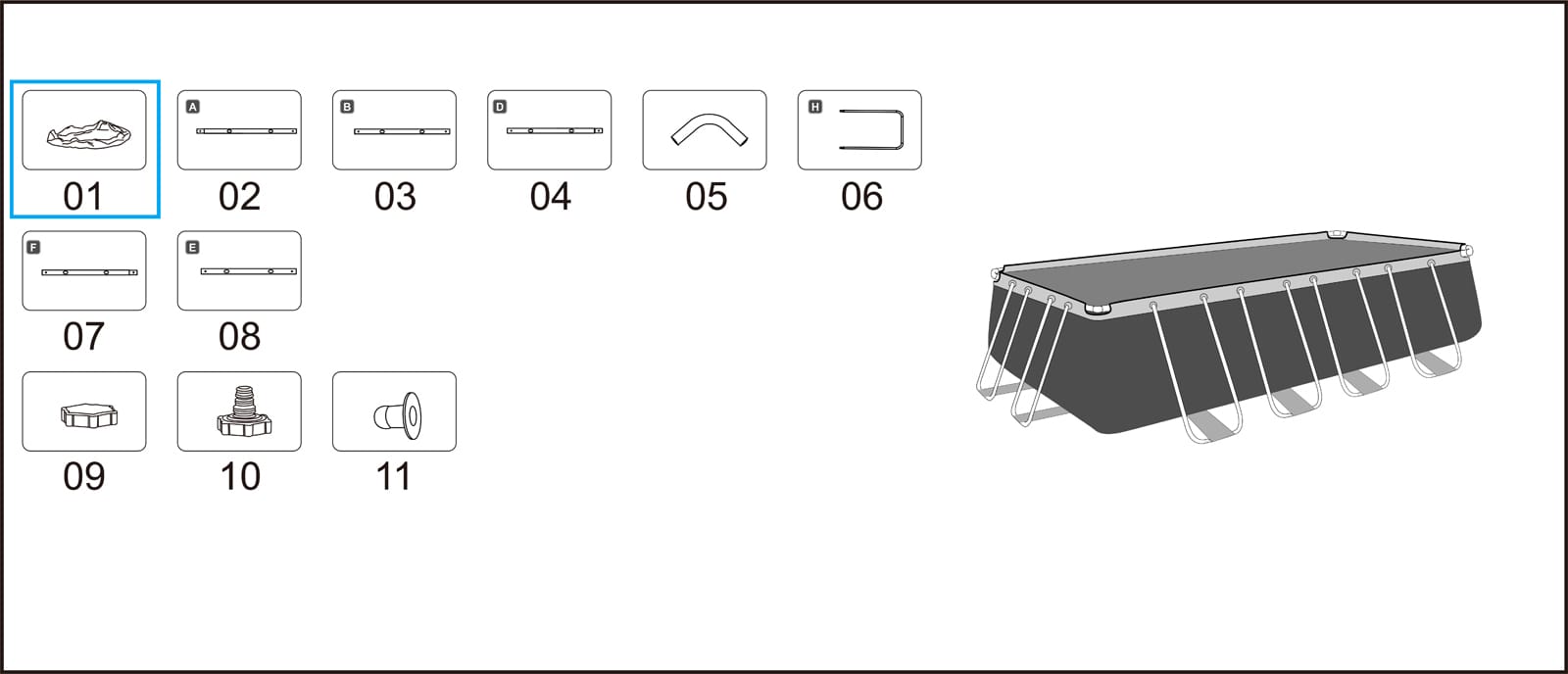 Ricambi Piscine e Spa Liner di ricambio per piscina Power Steel rettangolare da 488x244x122 cm grigio chiaro Bestway 2