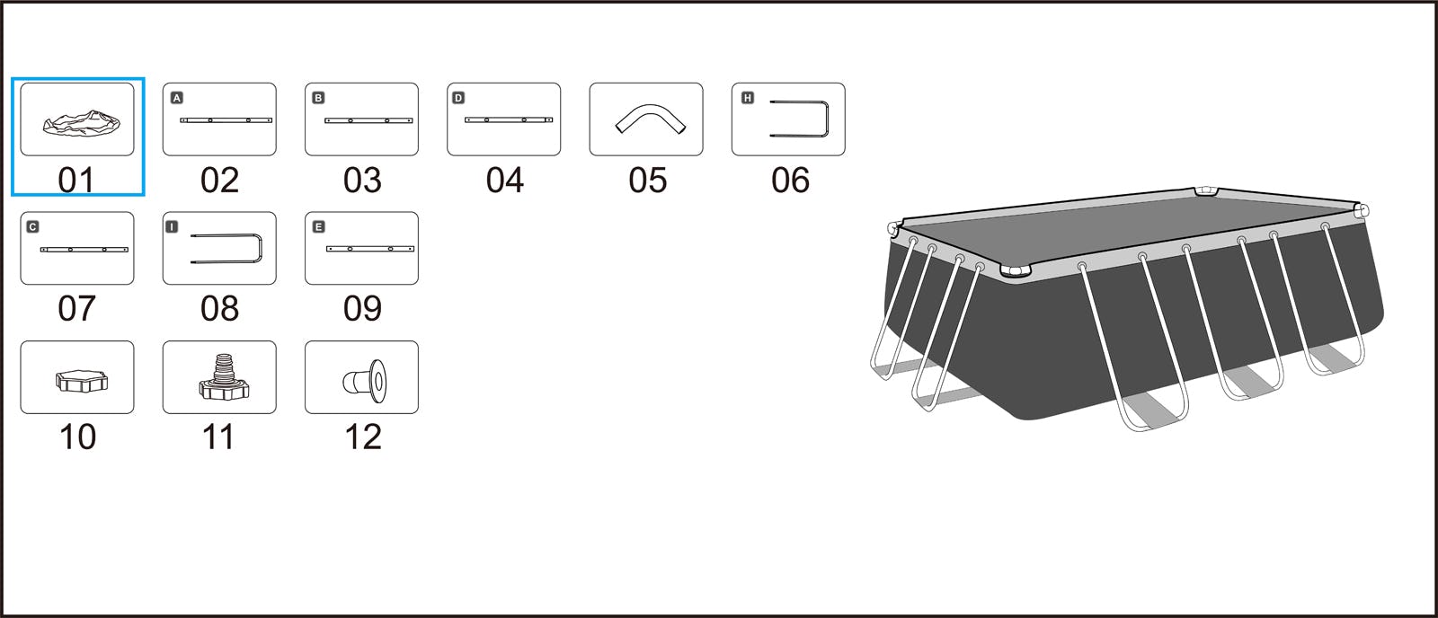 Ricambi Piscine e Spa Liner di ricambio per piscina Power Steel rettangolare da 412x201x122 cm rattan grigio Bestway 4
