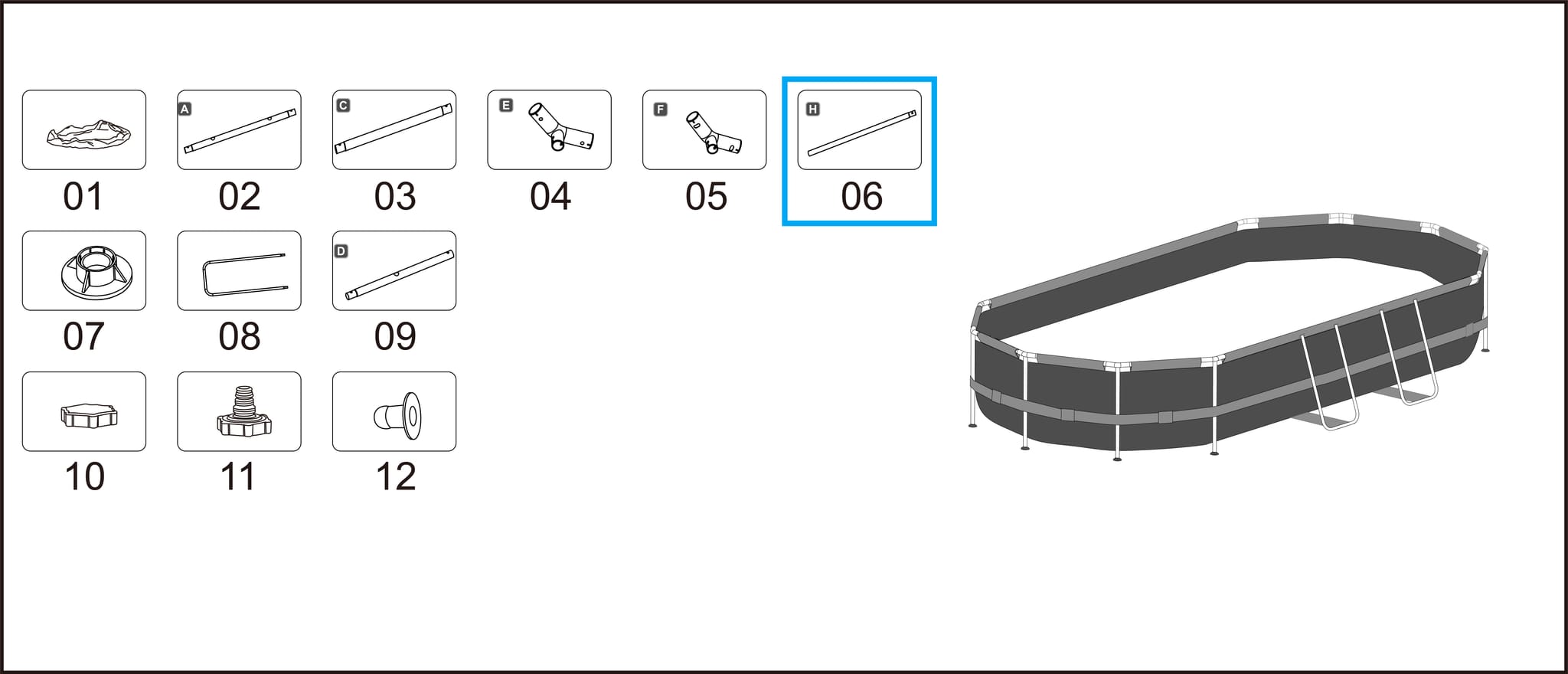 Ricambi Piscine e Spa Barra verticale effetto smerigliato per piscine ovali Power Steel e Power Steel Swim Vista da 488x305x107 cm Bestway 2