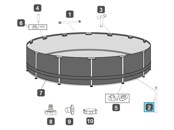 Ricambi Piscine e Spa Barra verticale per piscina rotonda Steel Pro Max da 427x107 cm e 457x107 cm Bestway 2