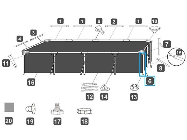 Ricambi Piscine e Spa Barra verticale per piscina rettangolare Steel Pro da 400x211x81 cm Bestway 2