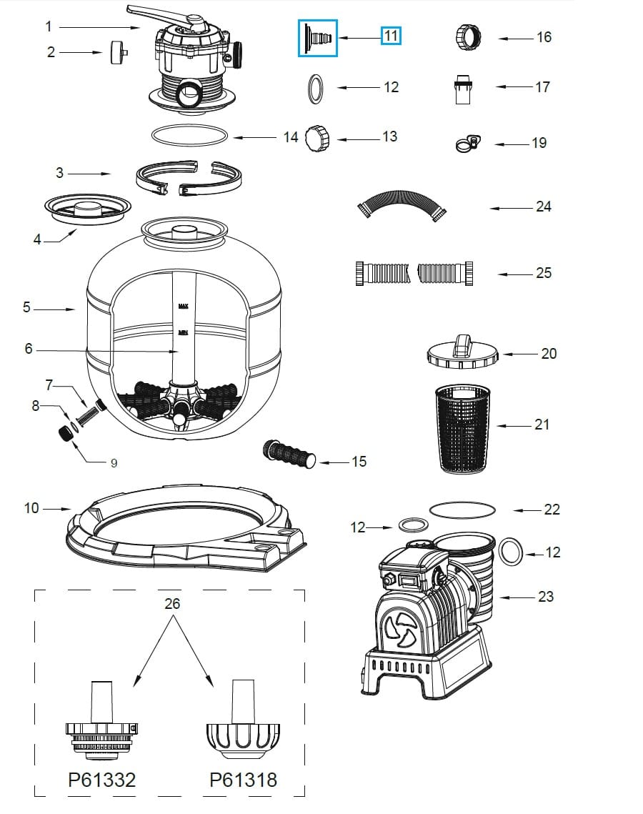 Ricambi Piscine e Spa Adattatore per tubo da giardino per filtro a sabbia Bestway 3