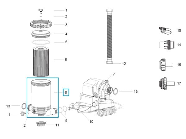 Ricambi Piscine e Spa Guarnizione per filtro a cartuccia (pompe filtro da 9463 l/h) Bestway 4