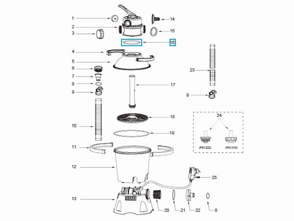 Ricambi Piscine e Spa Guarnizione ad anello superiore per pompa filtro a sabbia Bestway 2