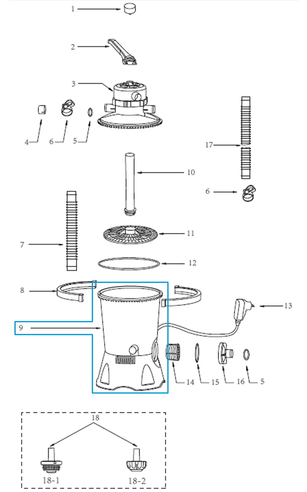 Ricambi Piscine e Spa Motore e serbatoio per filtro a sabbia da 3.028l/h Bestway 2