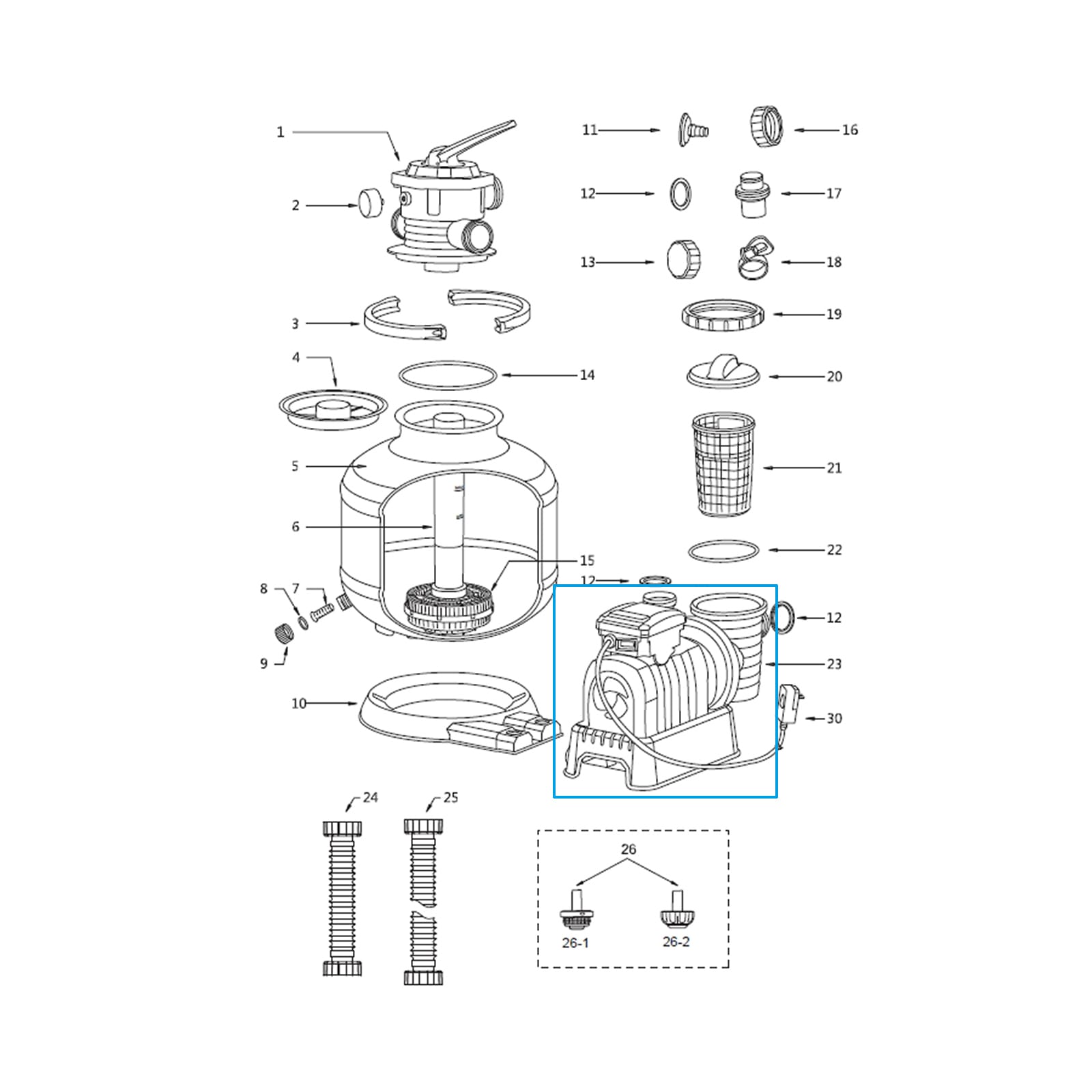 Ricambi Piscine e Spa Motore per il filtro a sabbia da 5.678 L/h Bestway 3