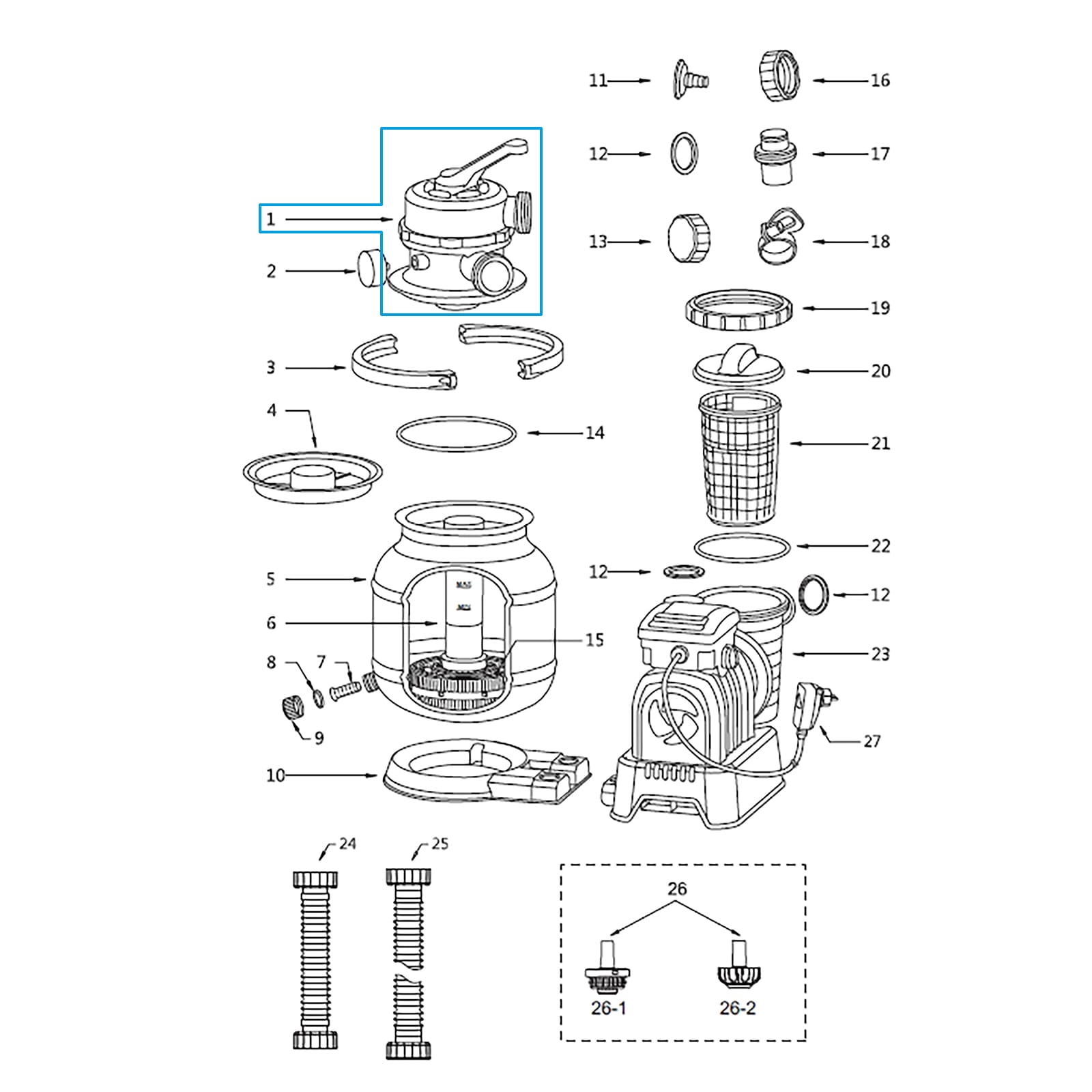 Ricambi Piscine e Spa Valvola di controllo per filtro a sabbia da 8327 e 11355 l/h Bestway 2