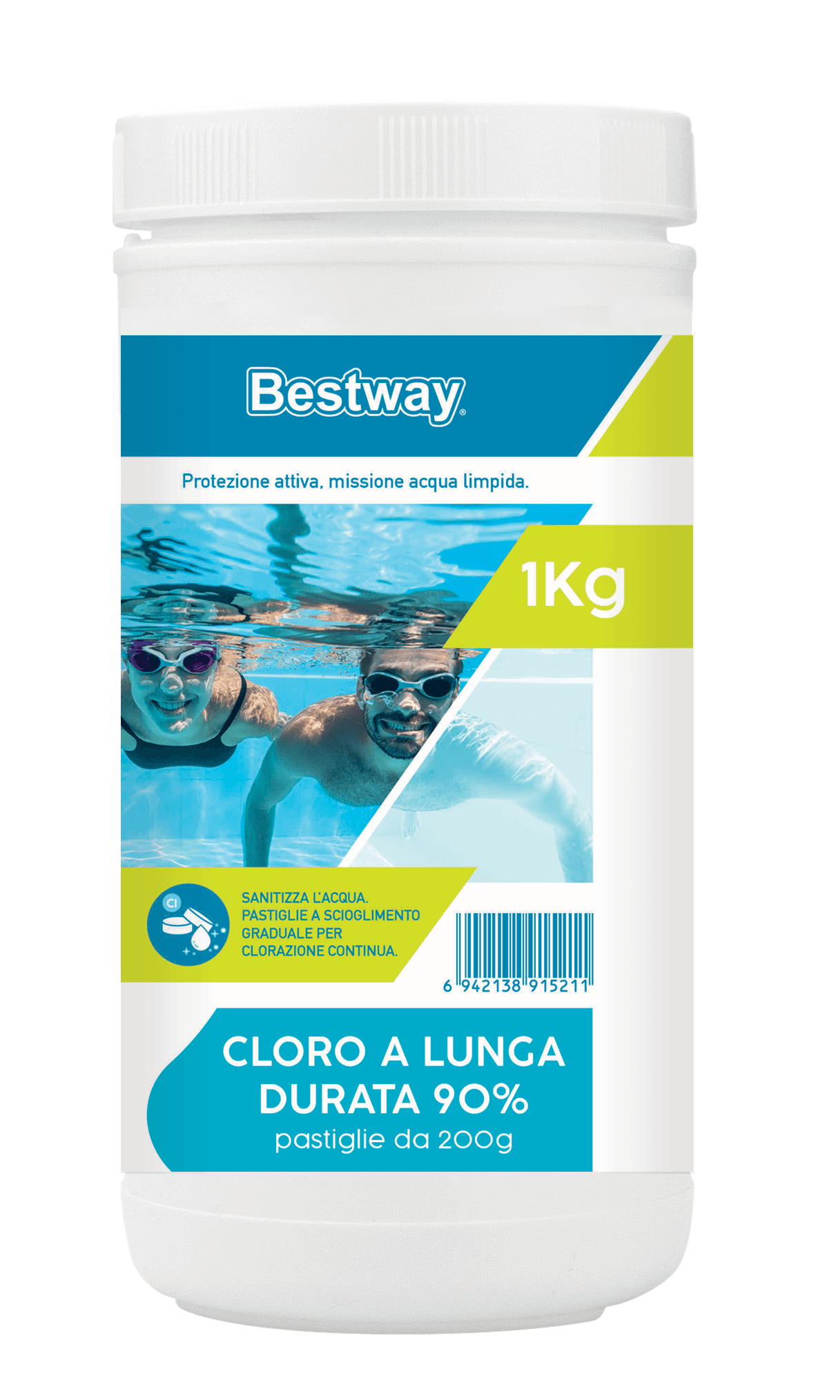 Trattamento chimico dell'acqua Cloro a lunga durata 90%, in pastiglie da 200 g Bestway 1