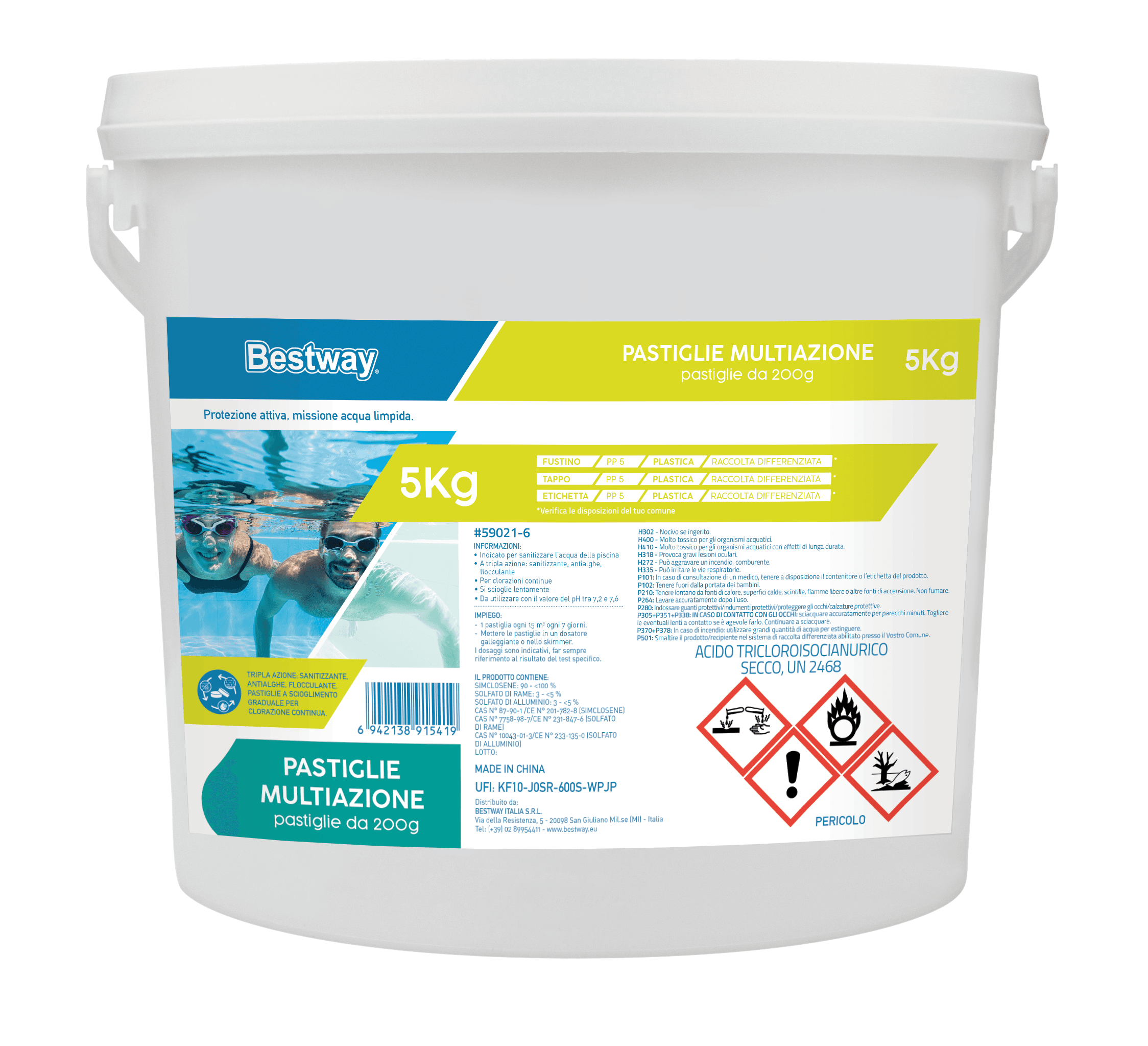 Trattamento chimico dell'acqua Pastiglie multiazione da 200 g, 5 Kg Bestway 1