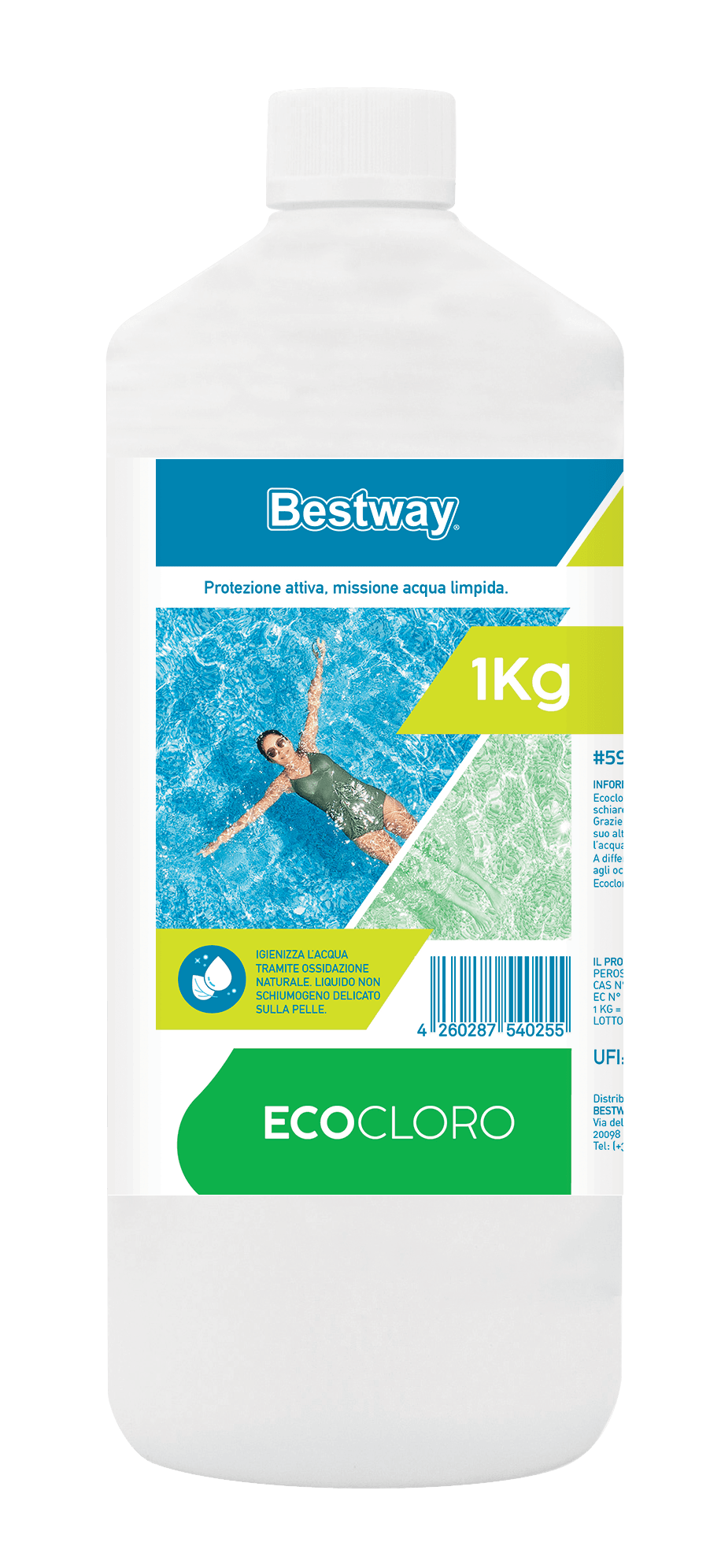 Trattamento chimico dell'acqua Eco-cloro per piscina da 1 kg Bestway 1