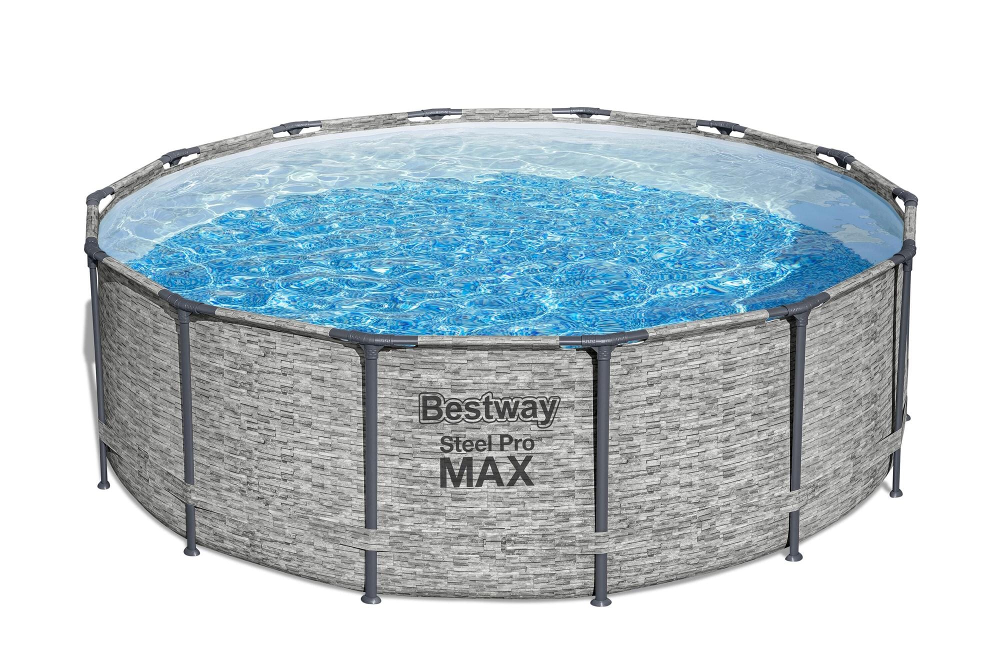 Piscine fuori terra Piscina base struttura e liner rotonda Steel Pro MAX da 427x122 cm effetto pietra Bestway 1