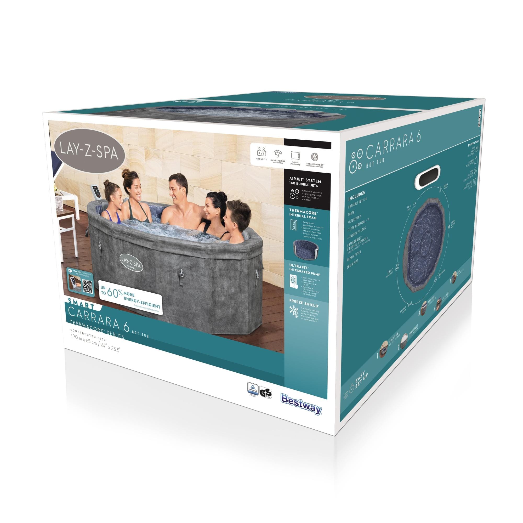 Idromassaggi gonfiabili Lay-Z-Spa Idromassaggio semirigido Lay-Z-Spa Carrara AirJet  4-6 persone Bestway 18