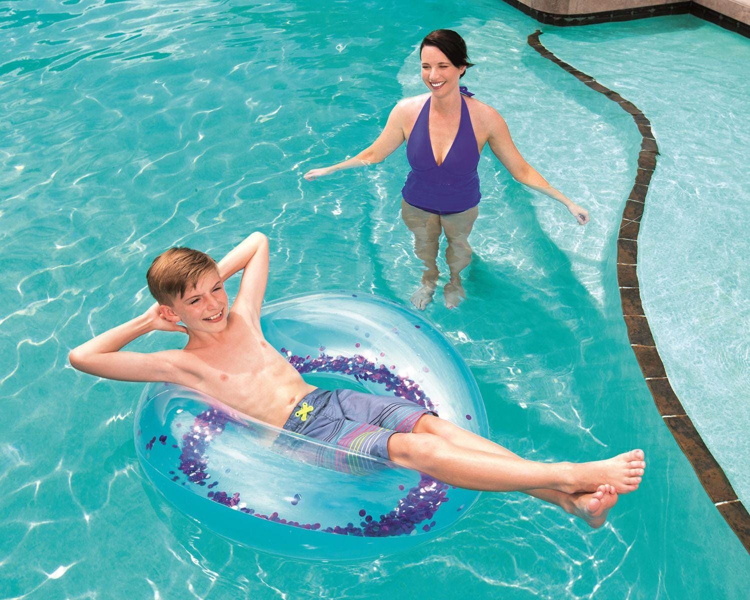 Gonfiabili mare per adulti Ciambella gonfiabile Glitter blu Bestway 2
