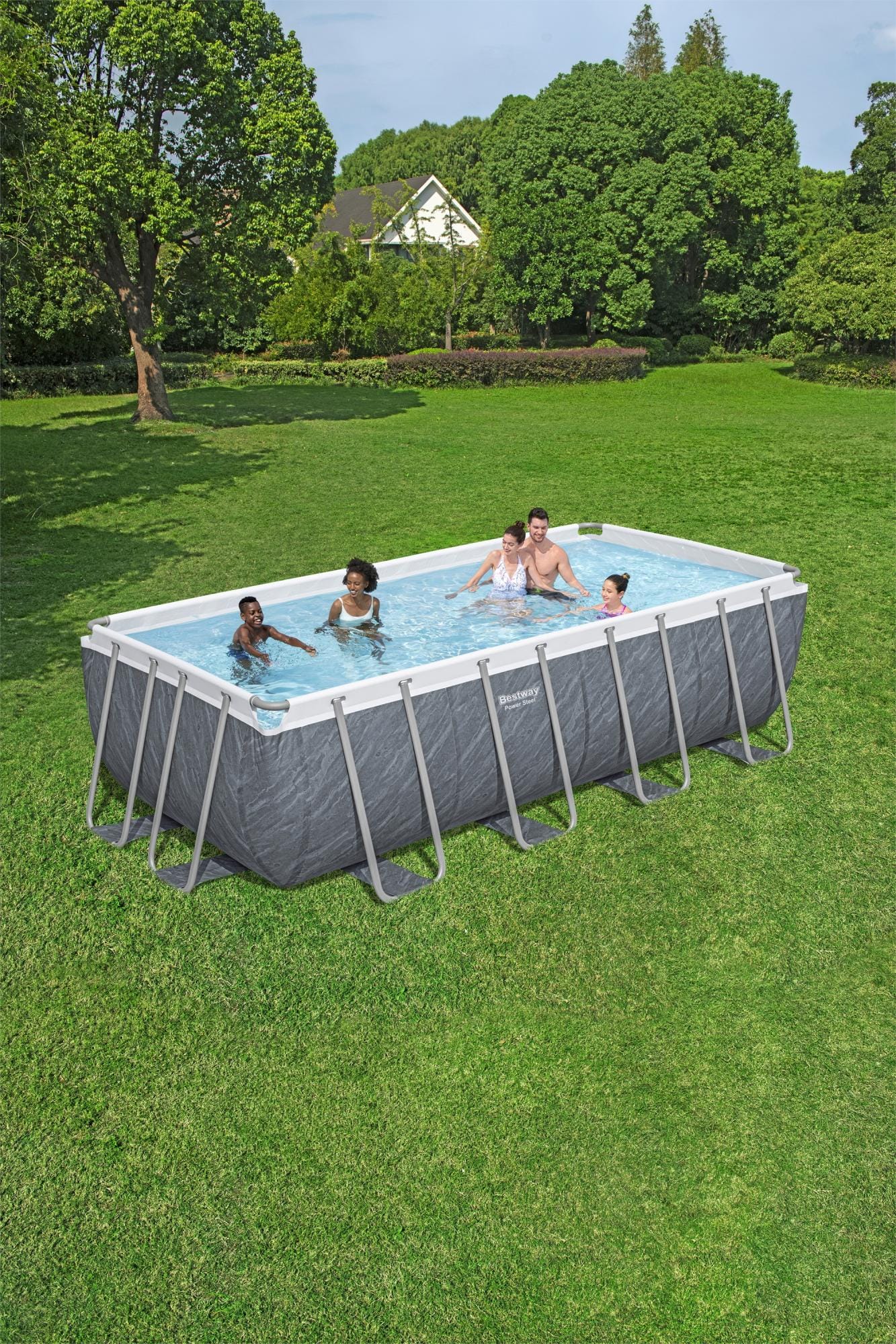 Piscine fuori terra Piscina base struttura e liner rettangolare - 488x244x122 cm effetto marmo Bestway 2