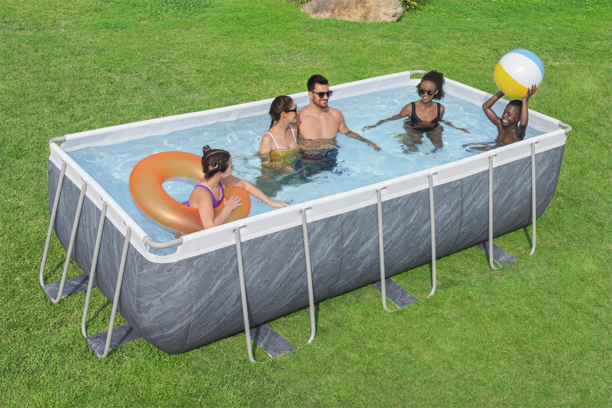 Piscine fuori terra Piscina base struttura e liner rettangolare - 404x201x100 cm effetto marmo Bestway 3