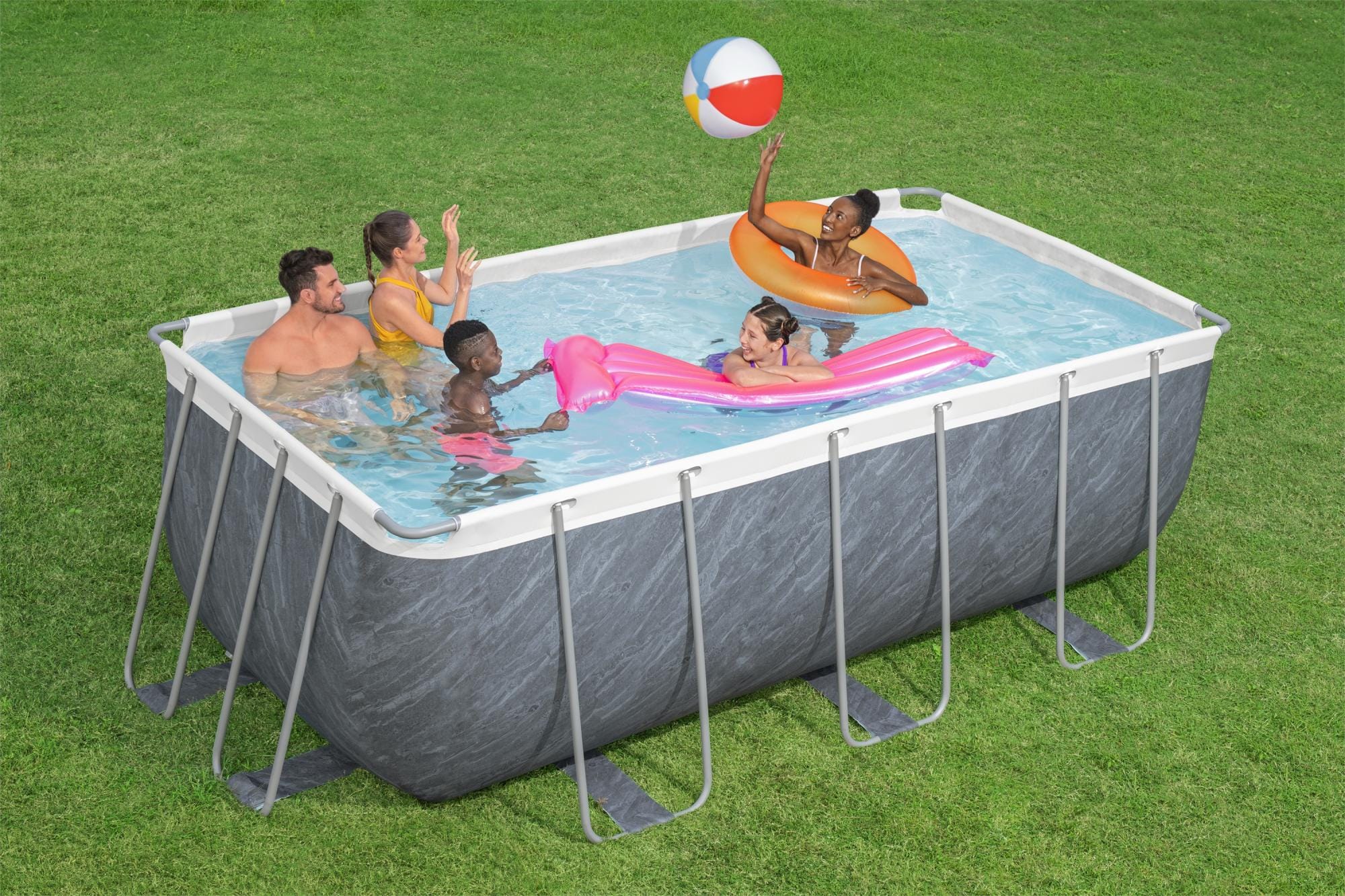 Piscine fuori terra Piscina base struttura e liner rettangolare Power Steel - 412x201x122 cm effetto marmo Bestway 2