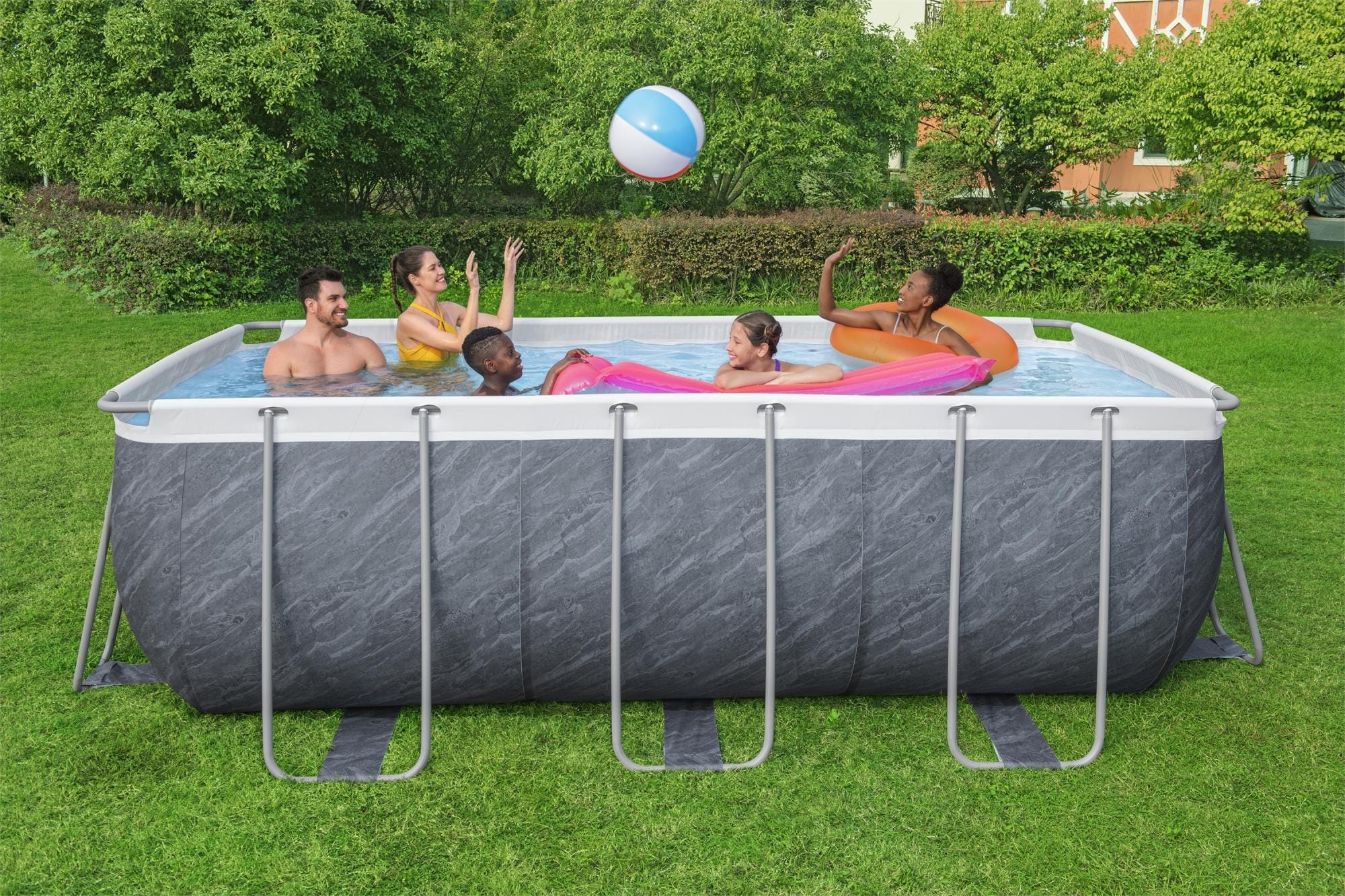 Piscine fuori terra Piscina base struttura e liner rettangolare Power Steel - 412x201x122 cm effetto marmo Bestway 5