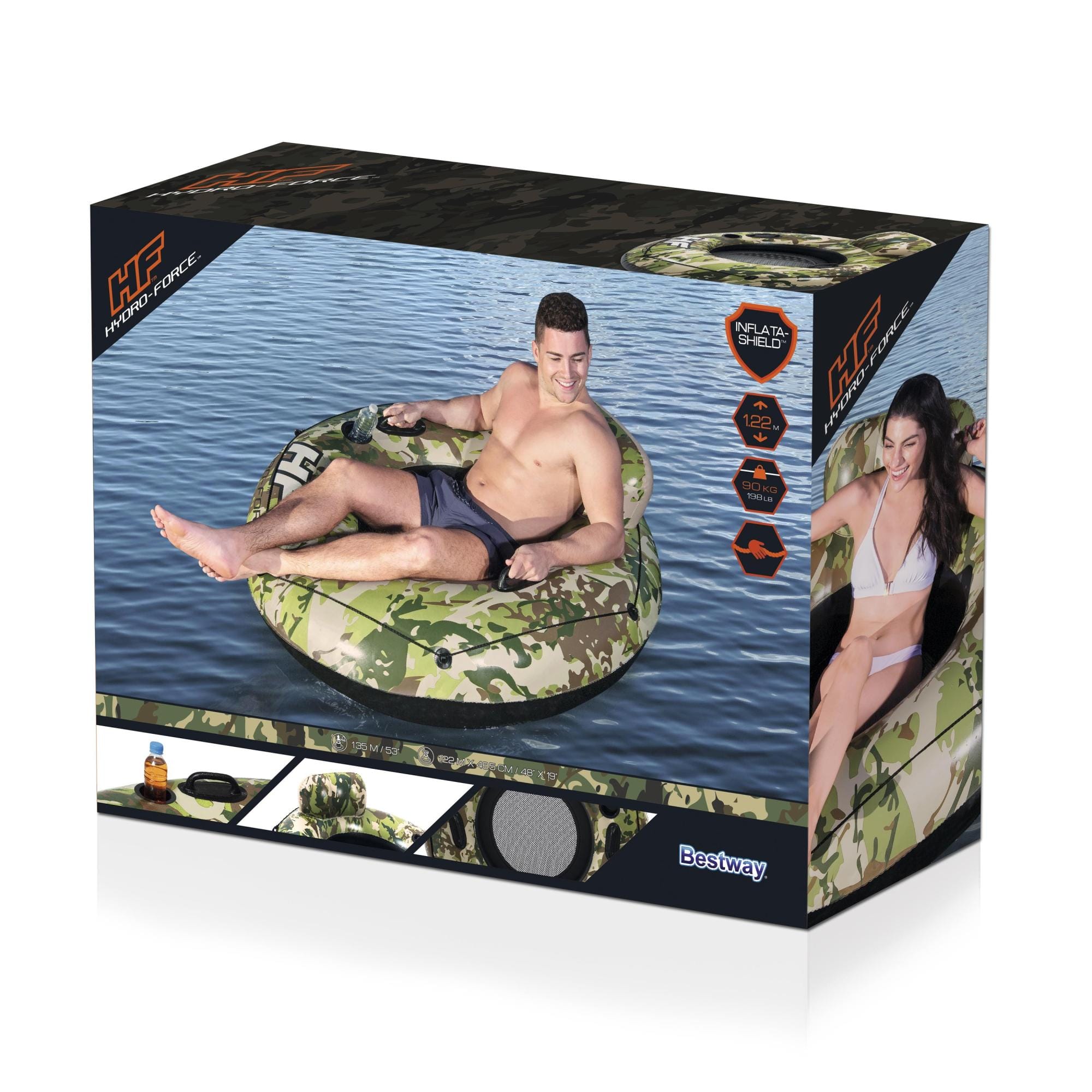 Gonfiabili mare per adulti Ciambella gonfiabile con schienale Camo Bestway 7