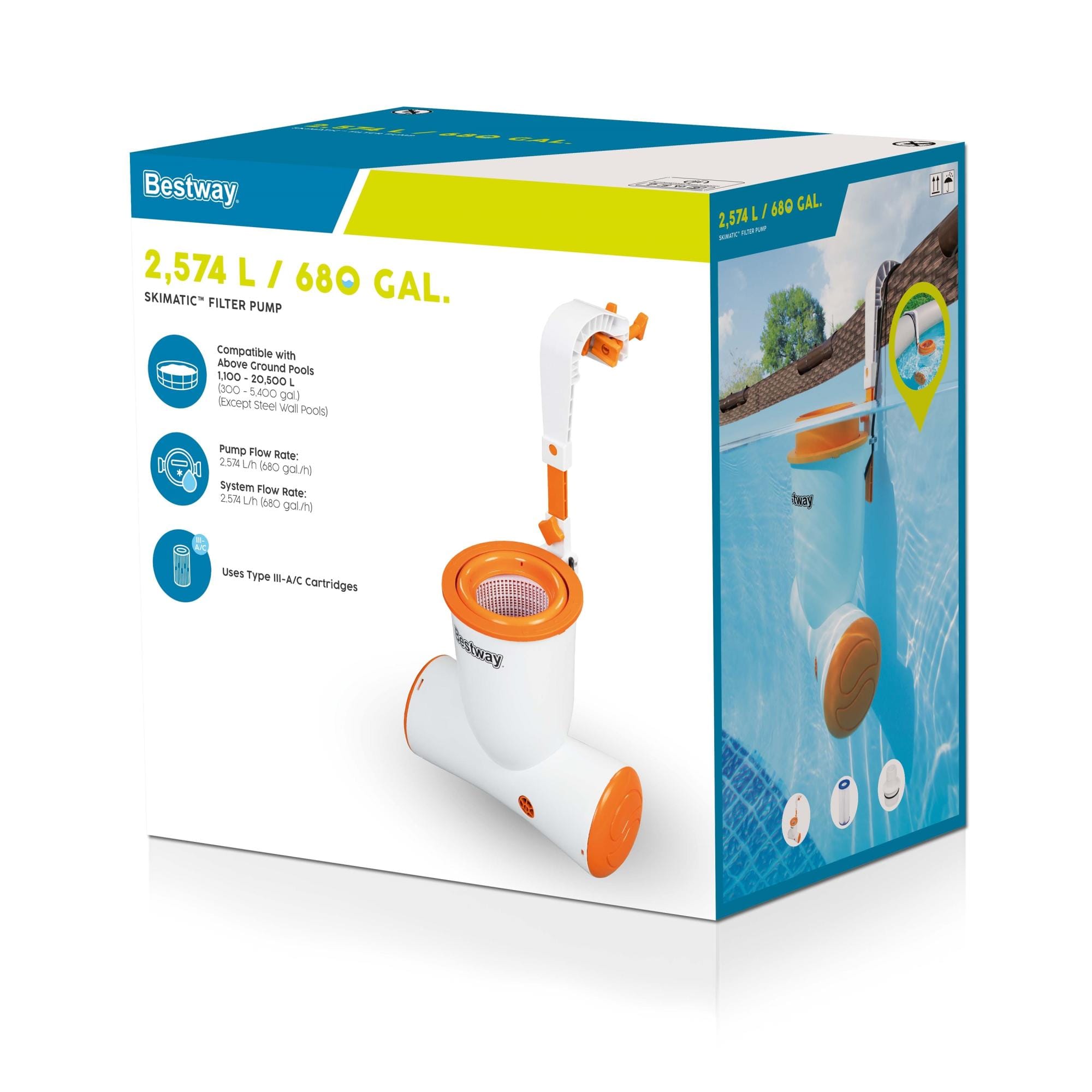 Pompe di filtraggio e Cartucce Pompa di filtraggio Skimatic a cartuccia Tipo III da 2.574 L/H Bestway 5