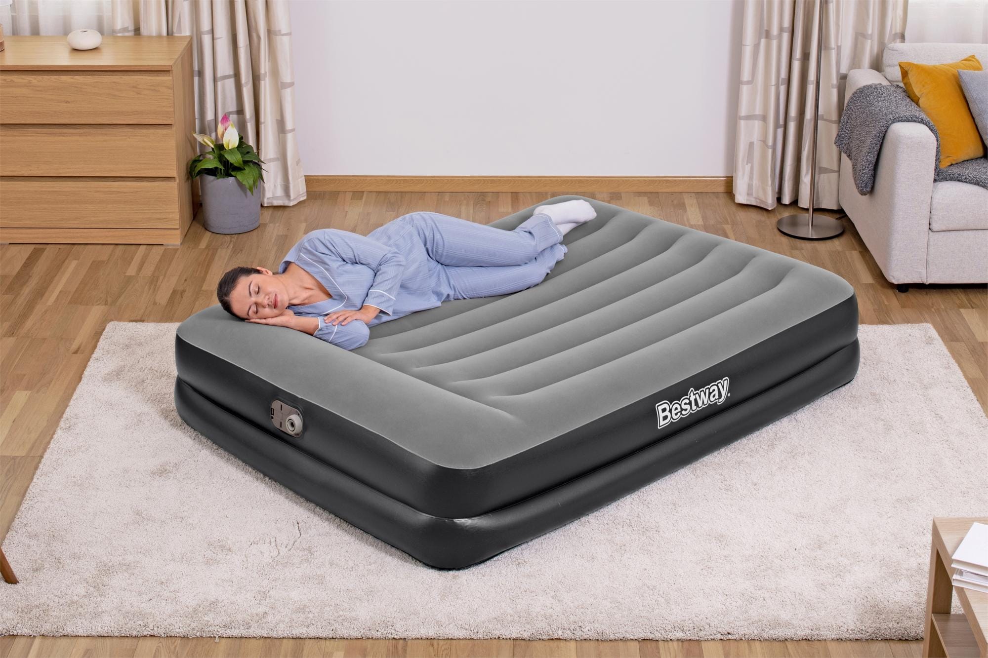 Materassi gonfiabili Materasso  gonfiabile matrimoniale nero da 203x152x46 cm Bestway 2