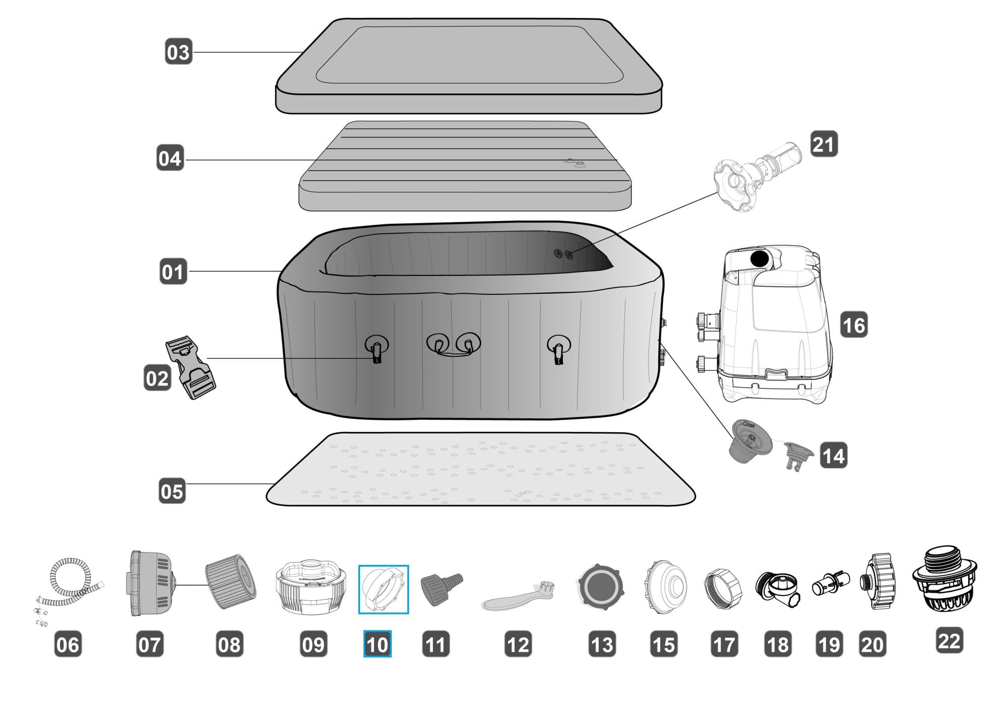 Ricambi Piscine e Spa Tappo d'arresto per idromassaggi gonfiabili Lay-Z-Spa Bestway 3