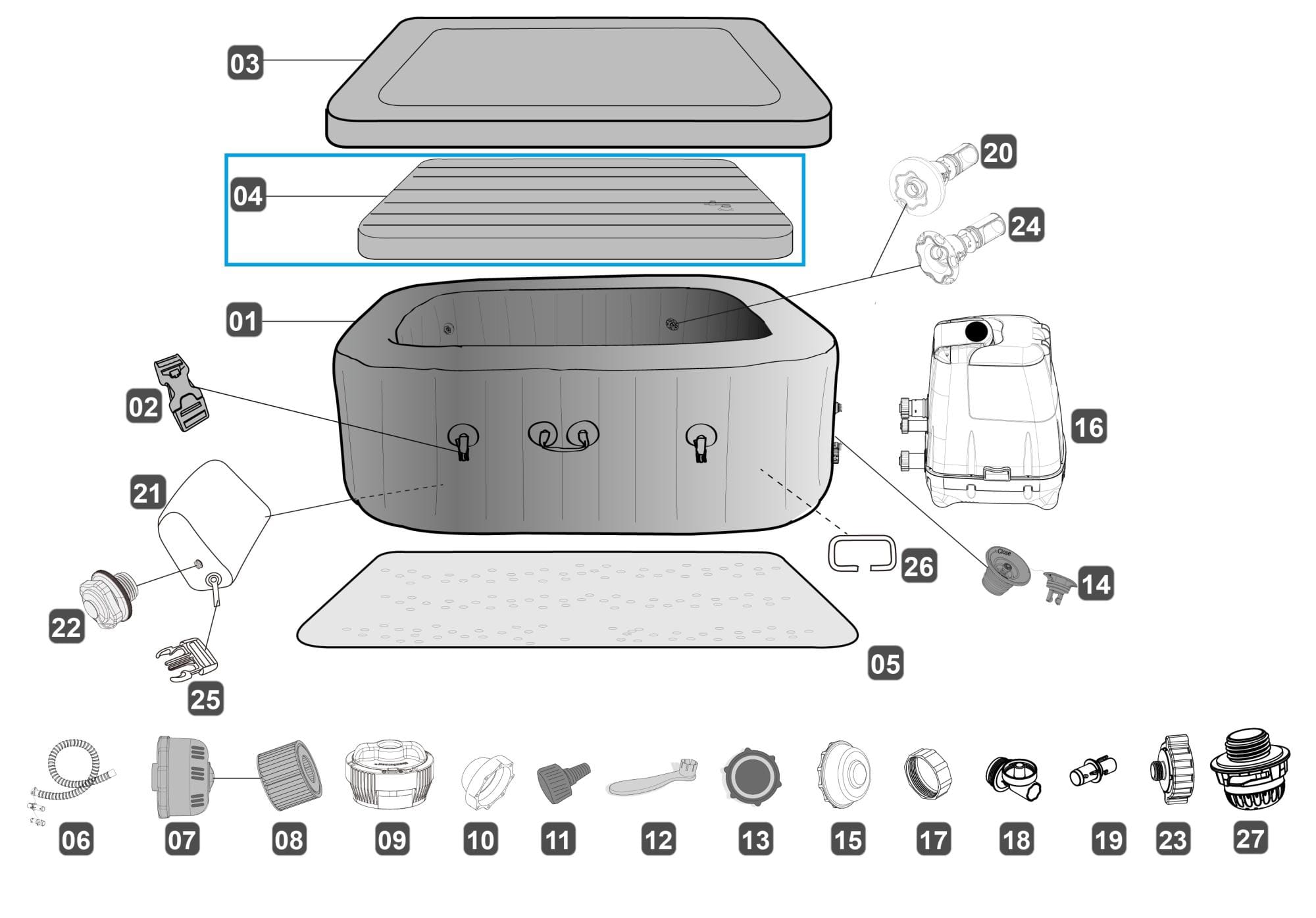 Ricambi Piscine e Spa Copertura gonfiabile per idromassaggio gonfiabile Lay-Z-Spa Maldives HydroJet Pro Bestway 3