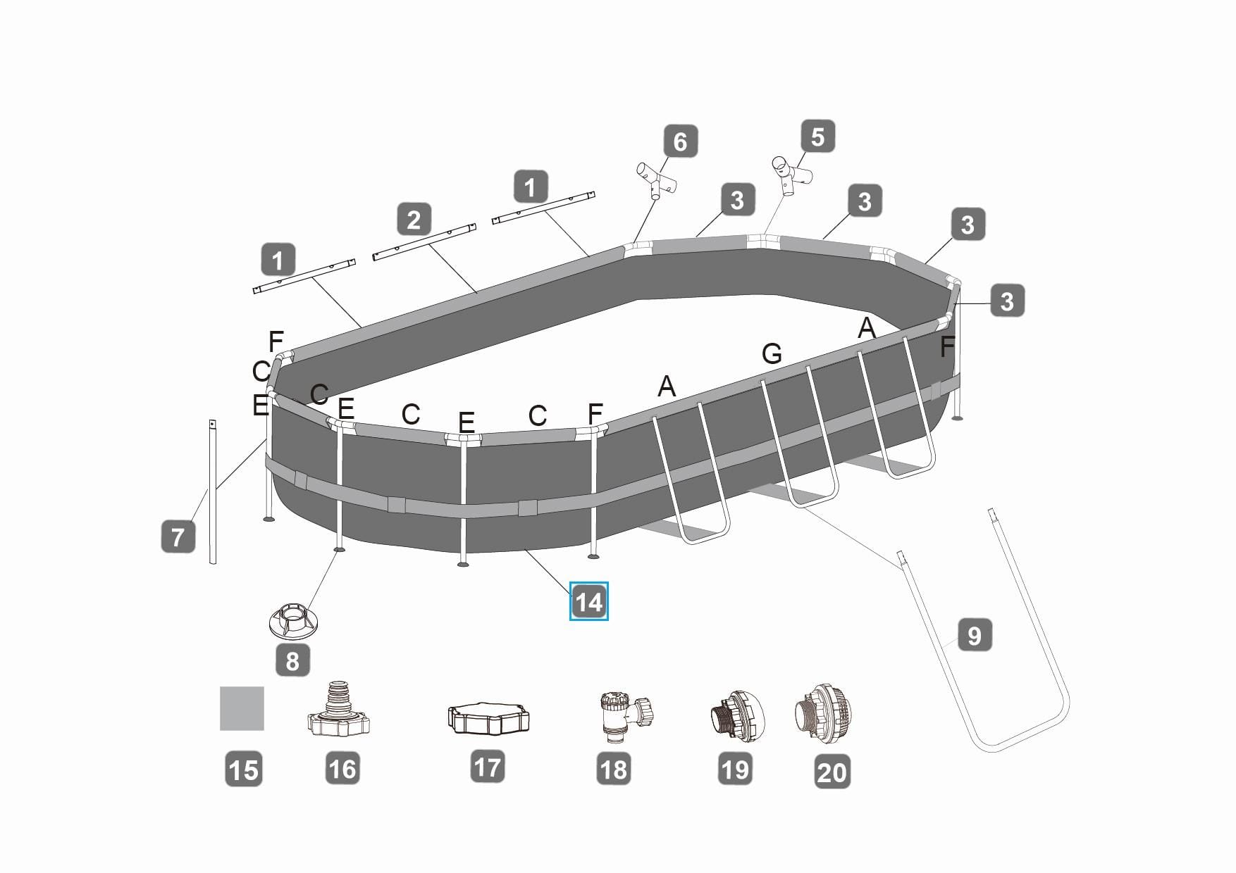 Ricambi Piscine e Spa Liner di ricambio per piscina Power Steel Swim Vista ovale da 549x274x122 cm rattan marrone Bestway 2