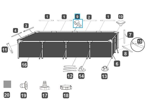 Ricambi Piscine e Spa Connettore a T per piscina rettangolare Steel Pro da 400x211x81 cm Bestway 2