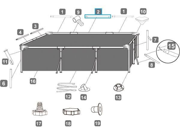 Ricambi Piscine e Spa Barra orizzontale B per piscina Steel Pro da 300x201x66 cm Bestway 2