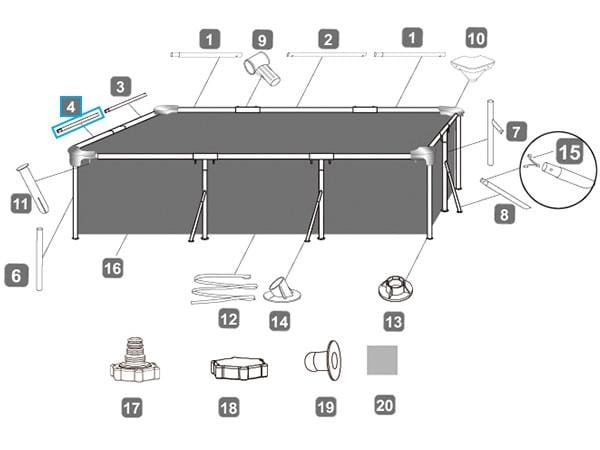 Ricambi Piscine e Spa Barra orizzontale D per piscina Steel Pro da 300x201x66 cm Bestway 2