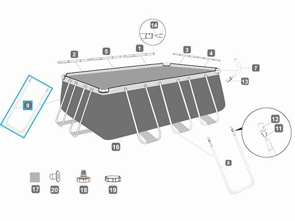 Ricambi Piscine e Spa Supporto a U (B) per piscina rettangolare Power Steel da 404x201x100 cm Bestway 2