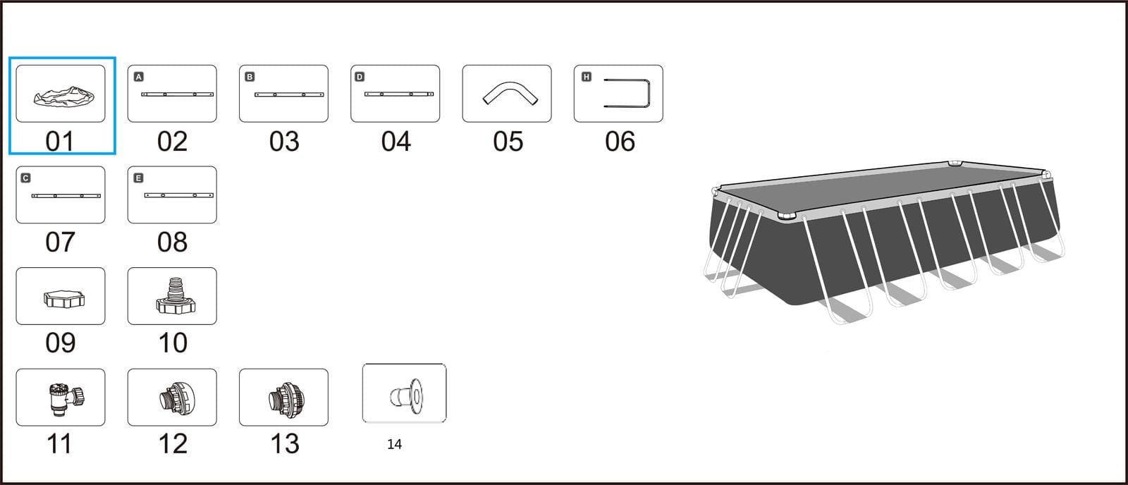 Ricambi Piscine e Spa Liner di ricambio per piscina rettangolare Power Steel da 549x274x122 cm grigio chiaro Bestway 2