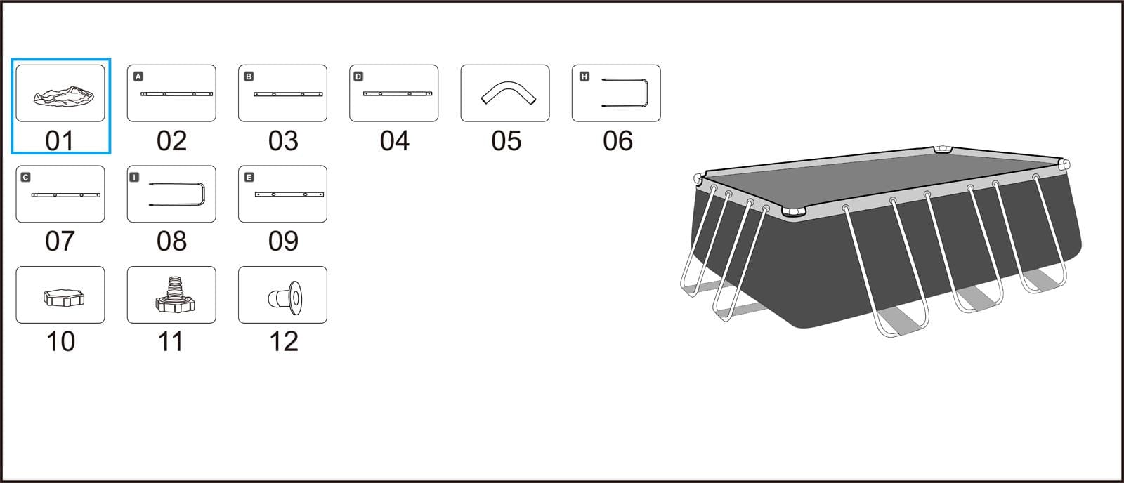 Ricambi Piscine e Spa Liner di ricambio per piscina Power Steel rettangolare da 412x201x122 cm grigio chiaro Bestway 2