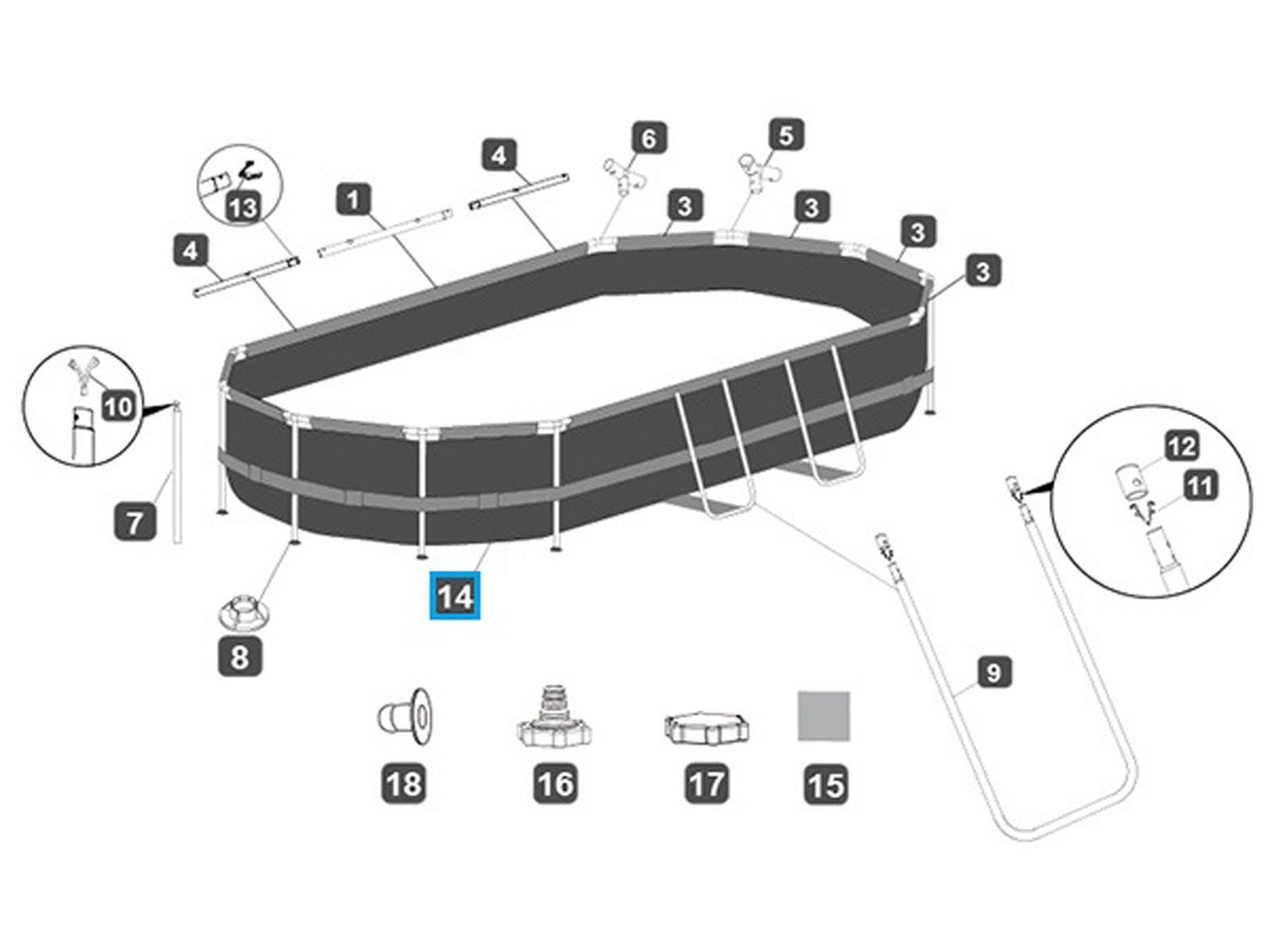 Ricambi Piscine e Spa Liner di ricambio per piscina Power Steel ovale da 488x305x107 cm grigio scuro Bestway 3