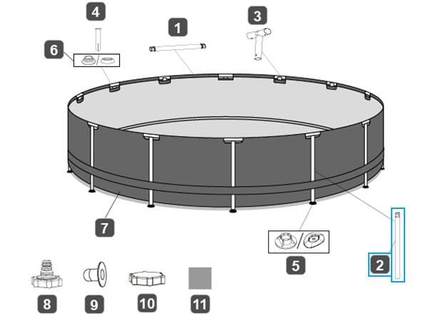 Ricambi Piscine e Spa Barra verticale per piscine fuori terra Steel Pro MAX da 305x76 cm e 366x76 cm Bestway 3