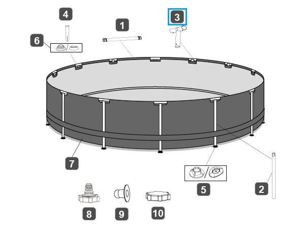 Ricambi Piscine e Spa Connettore a T per piscina rotonda Steel Pro Max da 305x76 cm e 305x100 cm Bestway 2