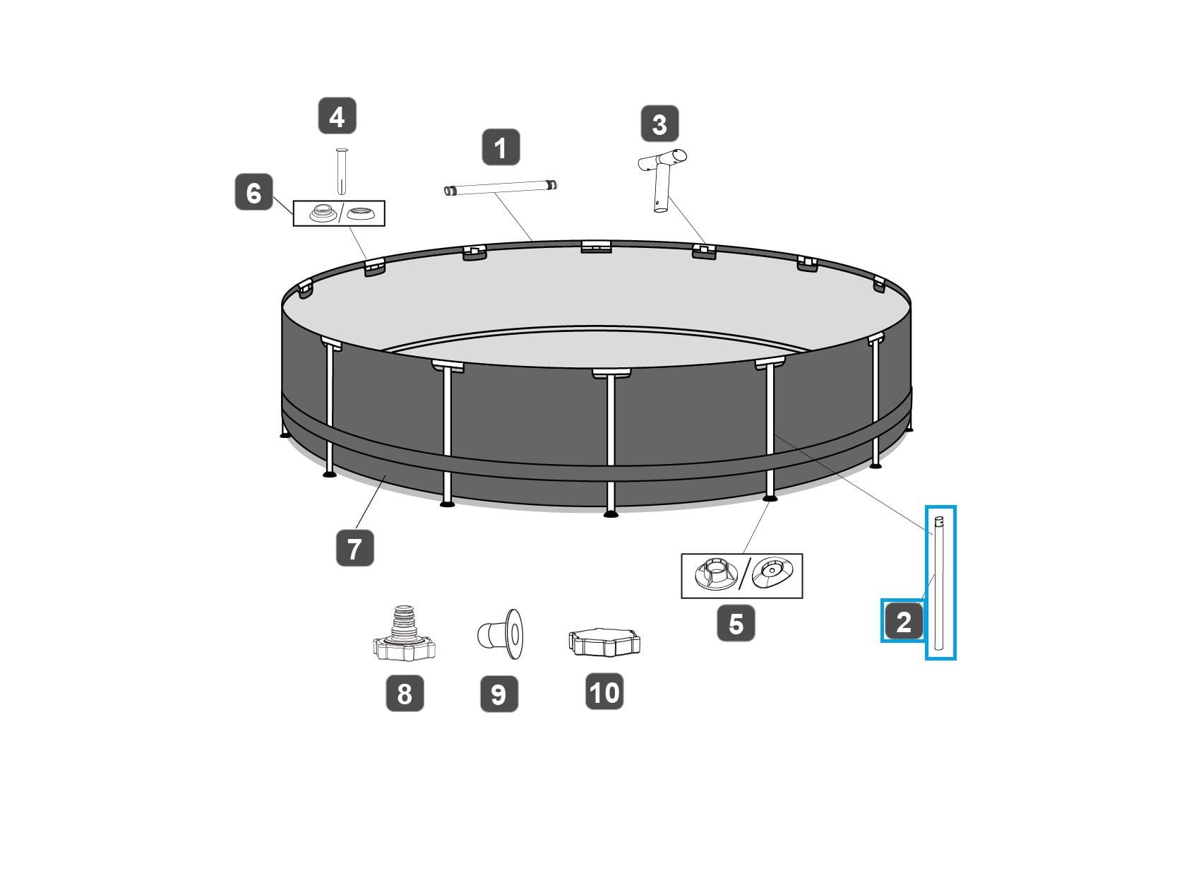 Ricambi Piscine e Spa Barra verticale per piscina rotonda Steel Pro Max da 366x100 cm e 305x100 cm Bestway 3