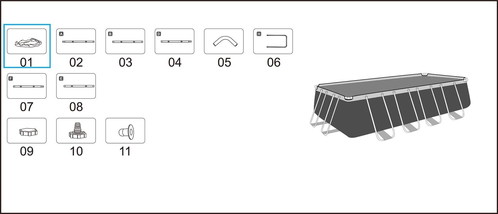 Ricambi Piscine e Spa Liner di ricambio per piscina Power Steel rettangolare da 488x244x122 cm rattan grigio Bestway 2