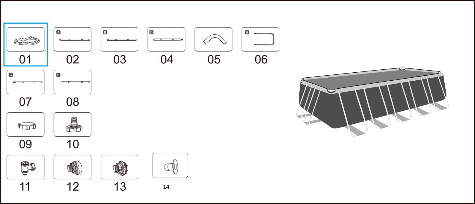 Ricambi Piscine e Spa Liner di ricambio per piscina Power Steel rettangolare da 549x274x122 cm rattan grigio Bestway 2