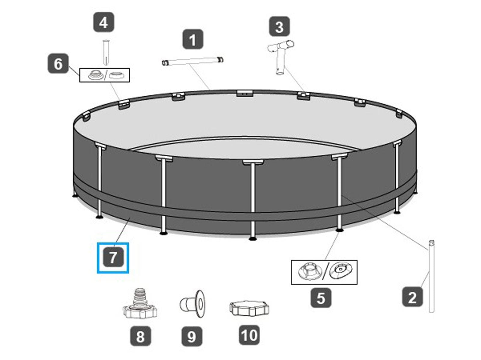 Ricambi Piscine e Spa Liner di ricambio per piscina Steel Pro Max rotonda da 366x122 cm grigio chiaro Bestway 3