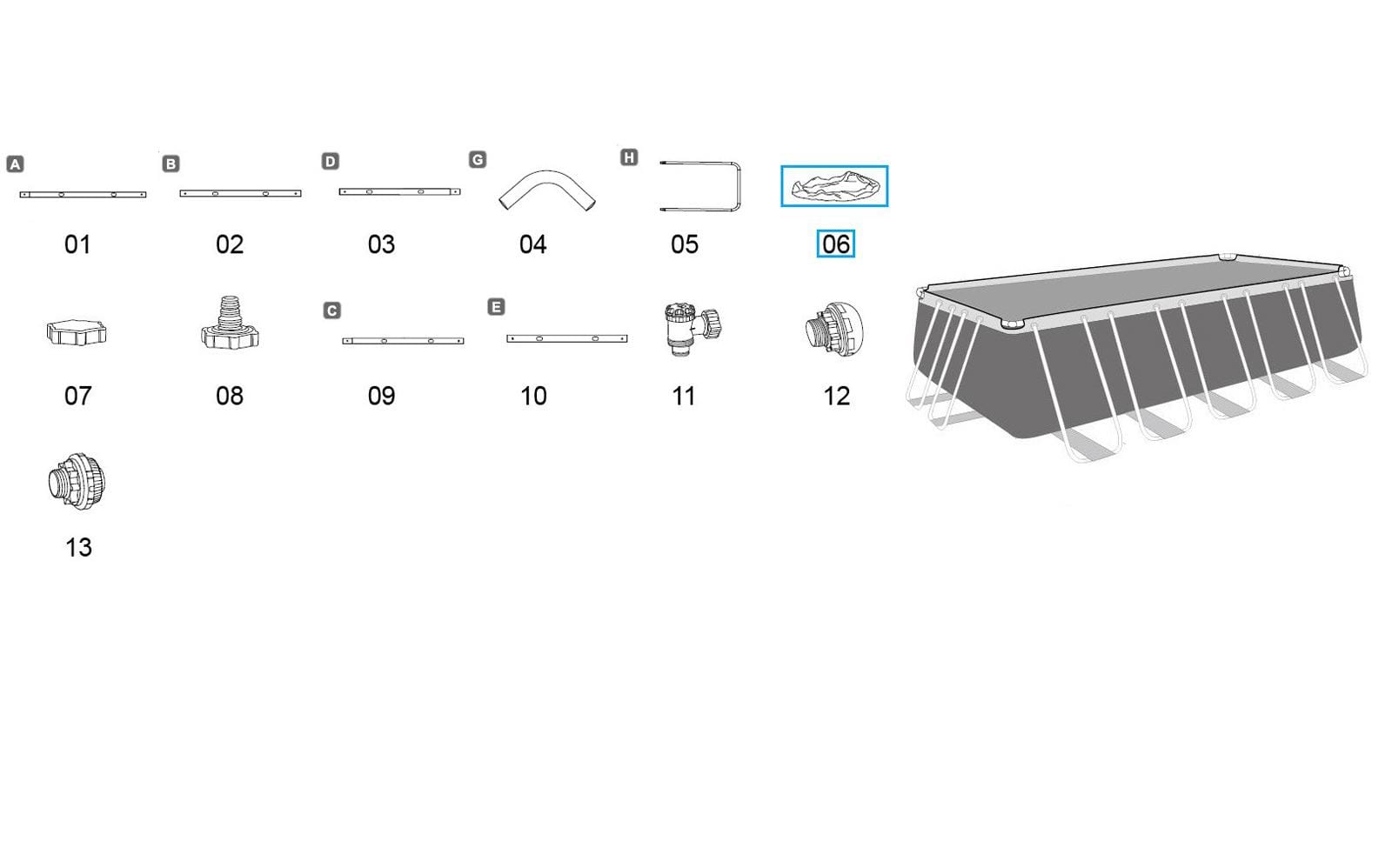 Ricambi Piscine e Spa Liner di ricambio per piscina Power Steel rettangolare da 640x274x132 cm grigio chiaro Bestway 2