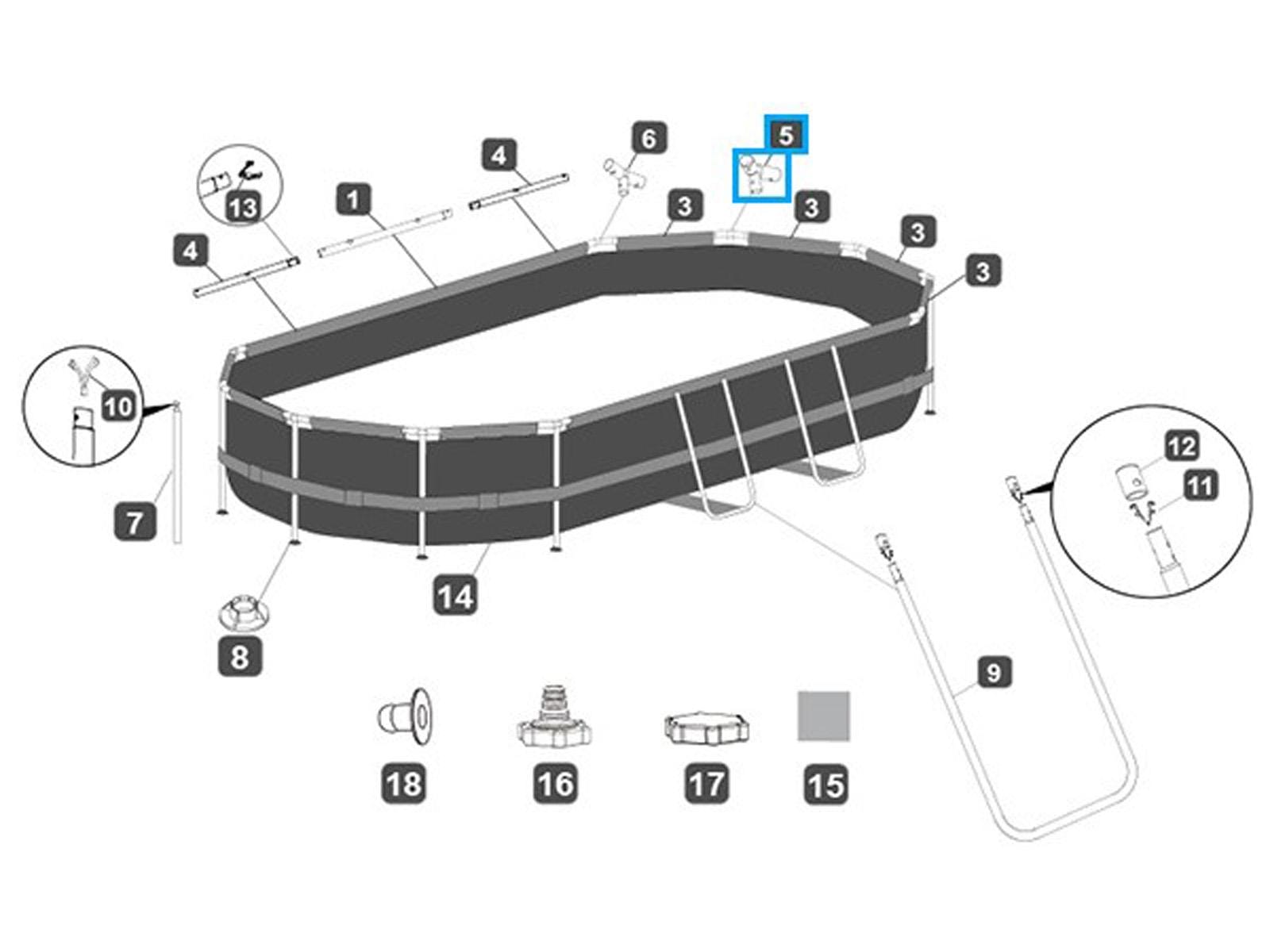 Ricambi Piscine e Spa Connettore a T (E) per piscina Power Steel e Power Steel Swim Vista ovale 427x250x100 cm Bestway 2