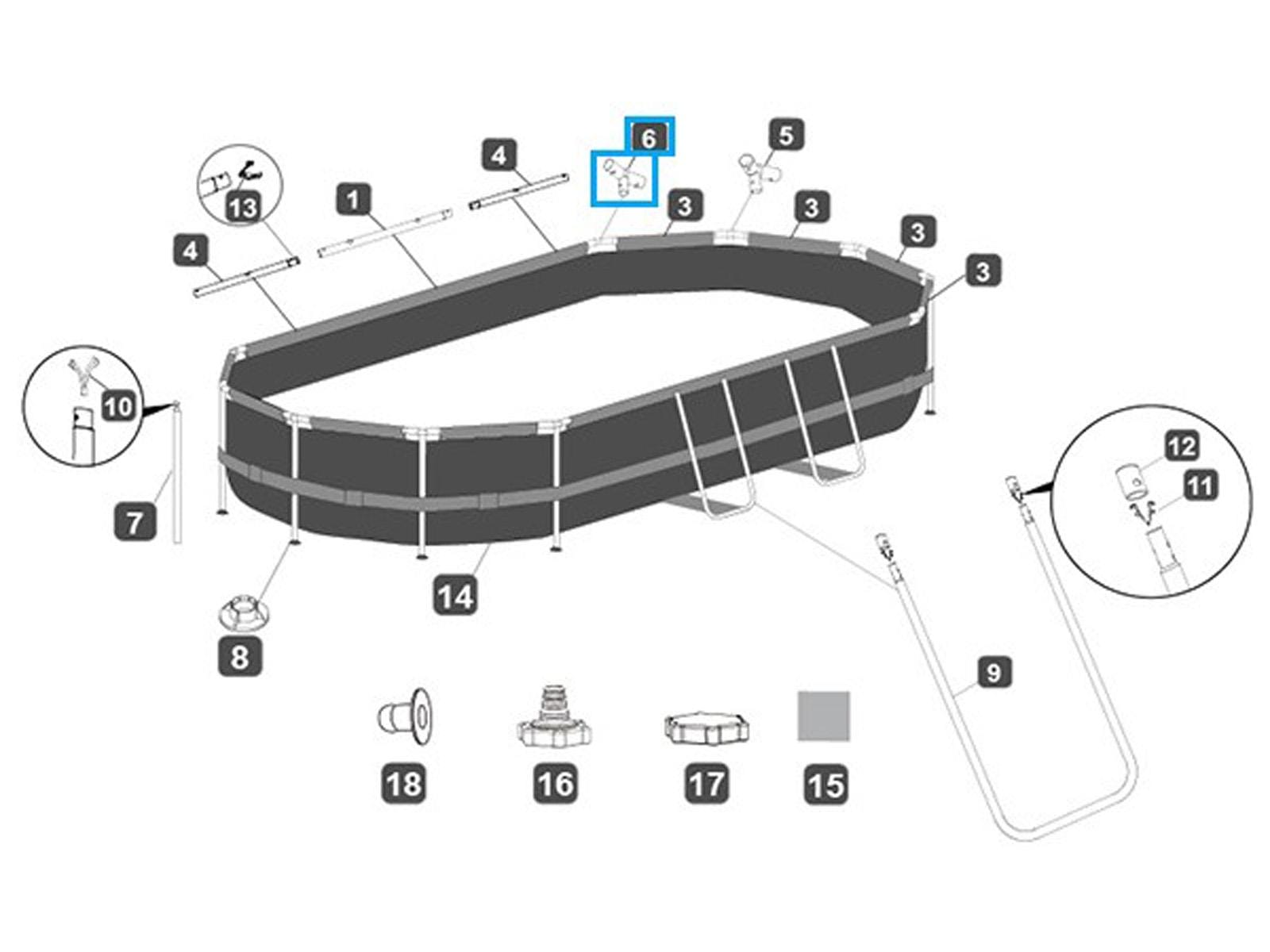 Ricambi Piscine e Spa Connettore a T (F) per piscina Power Steel Swim Vista ovale 427x250x100 cm Bestway 2